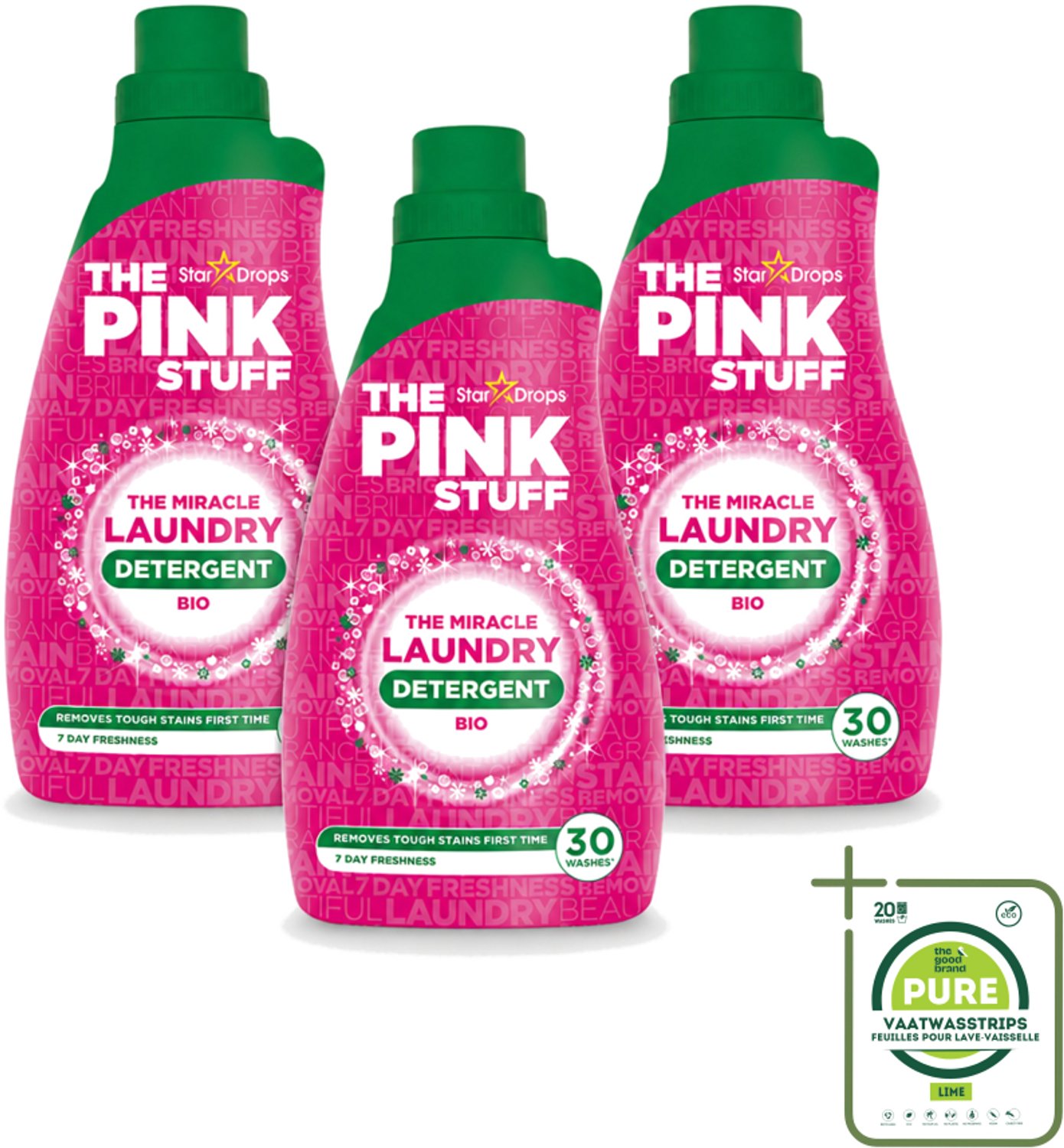 3 x The Pink Stuff BIO - Wasgel - Wasmiddel - Biologisch - 30 Wasbeurten - 960ml - Grootverpakking - Vaatwasstrips - Wasmiddel - Biologisch Wasmiddel - Wasgel - Wasmiddel Voor Gekleurde Kleding - Vlekken Verwijderen