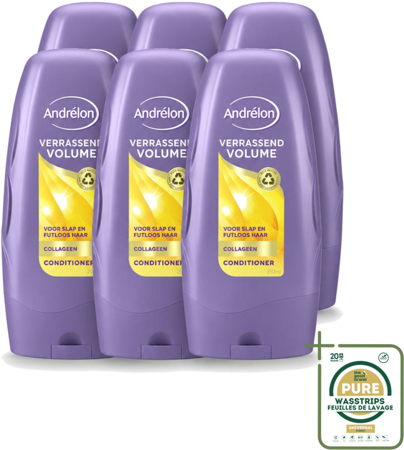6 x Andrélon - Verrassend Volume - Conditioner - Luchtig & Vol Haar - 250 ml - Wasstrips - Volume - Haarkleur - Haartype - Haartoevoeging - Haartoevoeging