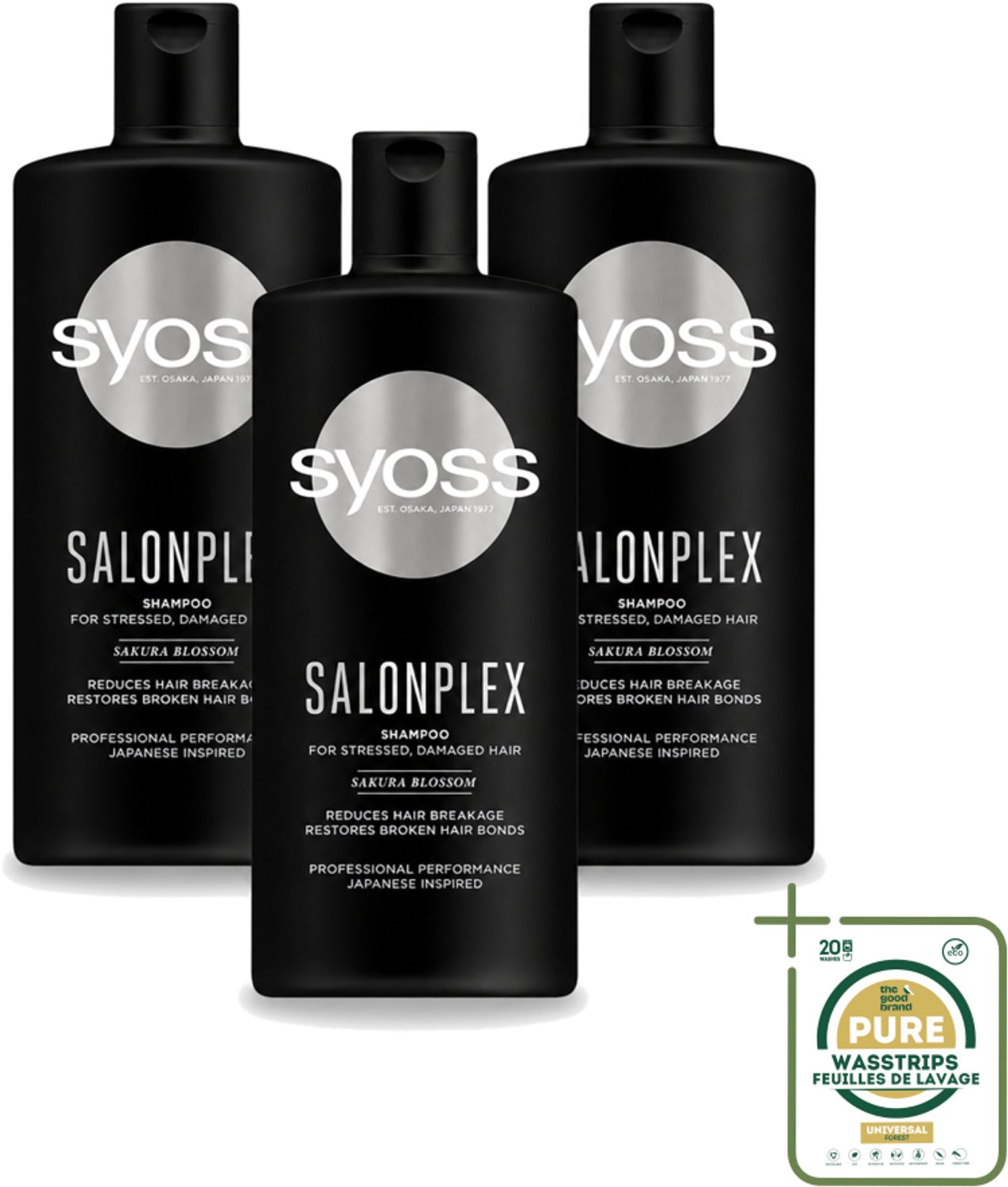 3 x Syoss Salonplex Shampoo - Shampoo - Bescherming - 440 ml - Wasstrips - Haarschade - Haarkleur - Haarbescherming - Haarversterking - Salonplex