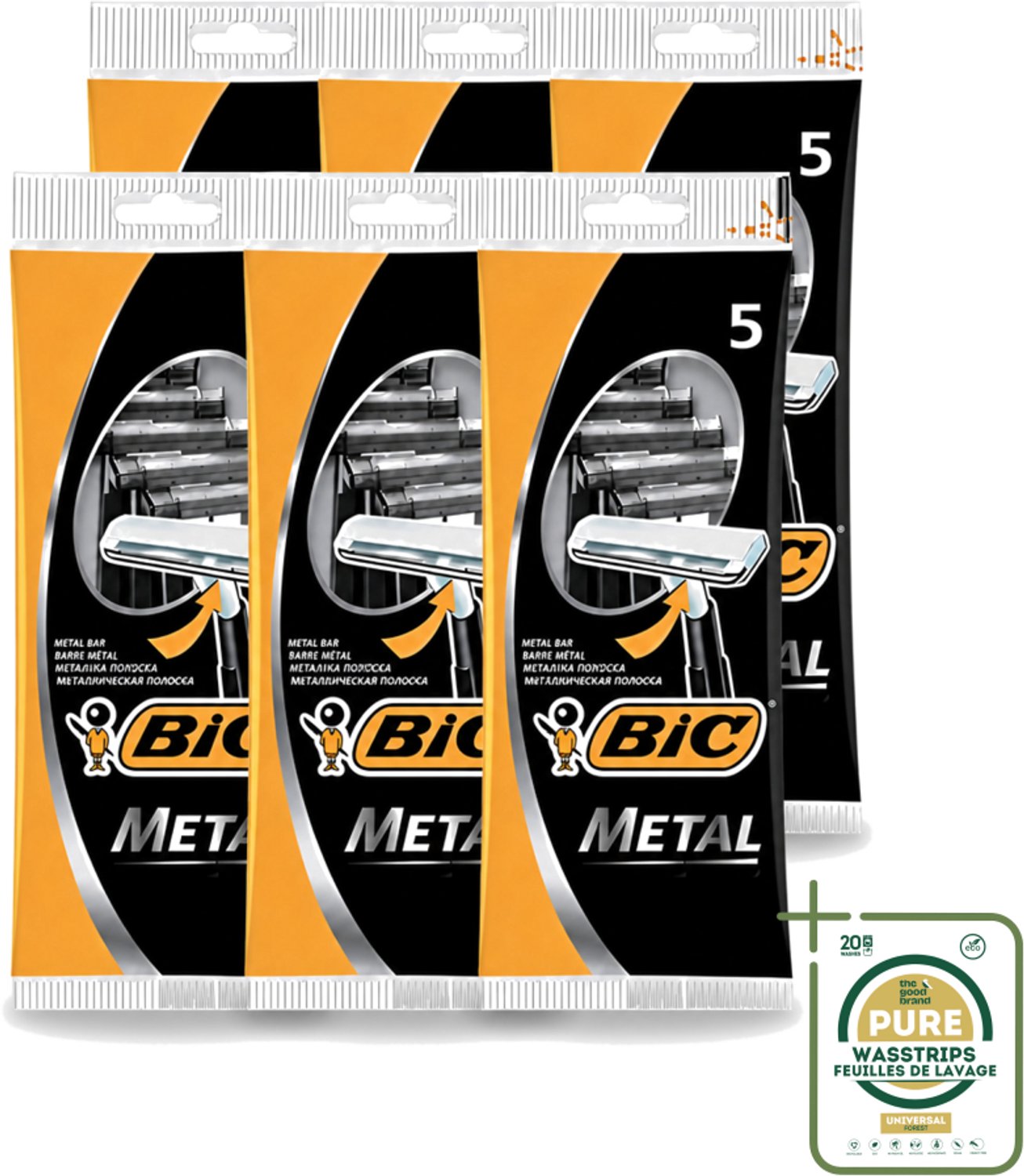 6 x Bic - Scheermesjes - Metaal - Enkel Mesje - Wegwerpmesjes - 5 Scheermesjes - Scheermesje - Wegwerpmesje - Roestvrij Staal - Enkel Mesje - Precisie Scheren