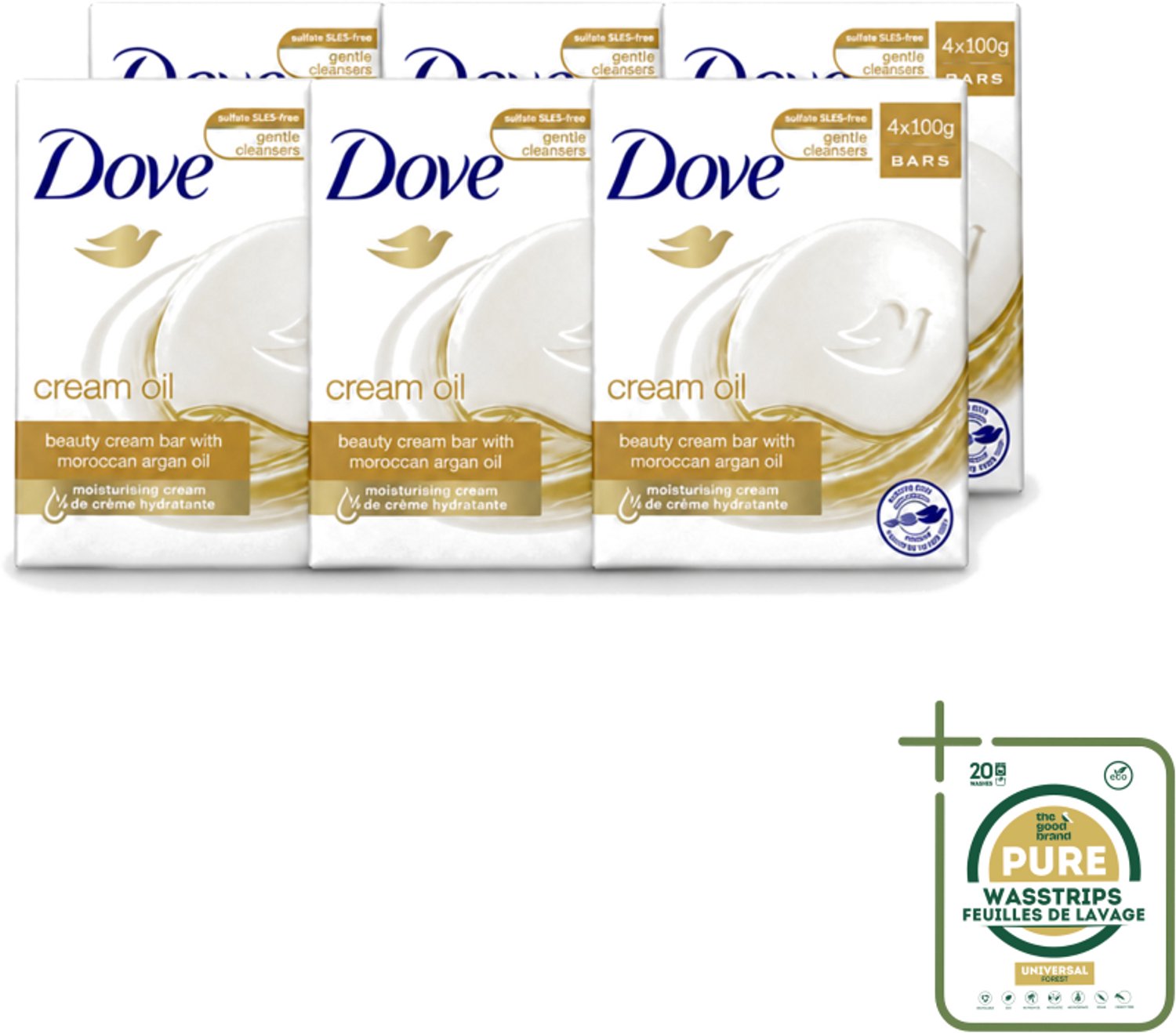 6 x Dove – Zeep – Cream Oil Soap Bar – 4 x 100 g - Wasstrips - Zeep - Huid Verzorging - Arganolie - Droge Huid - Hydratatie