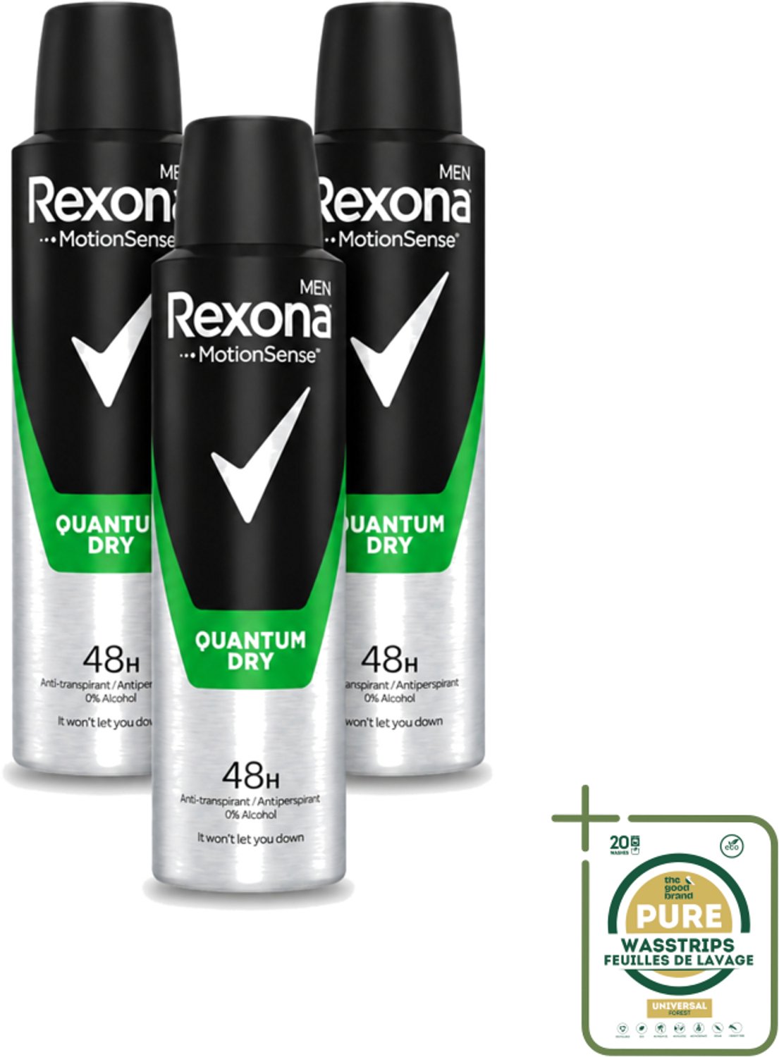 3 x Rexona Men – Deodorant Spray – Quantum Dry – 150 ml - Deodorant Spray - Zweetbescherming - Frisheid - Motion Sense - Mannelijke Geur