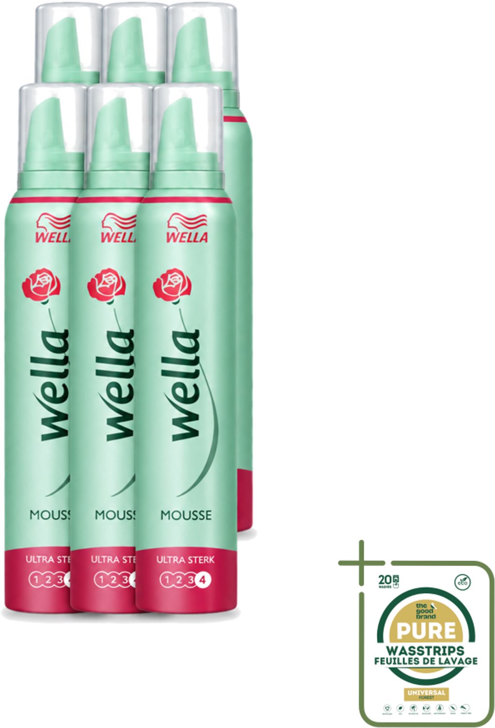 6 x WellaFlex Hold Ultra Strong Mousse - Haarmousse - Langdurige Versteviging - Flexibele Textuur - 200 ml - Haarversteviging - Flexibele Haarmousse - Langdurige Hold - UV Bescherming - Haar Styling
