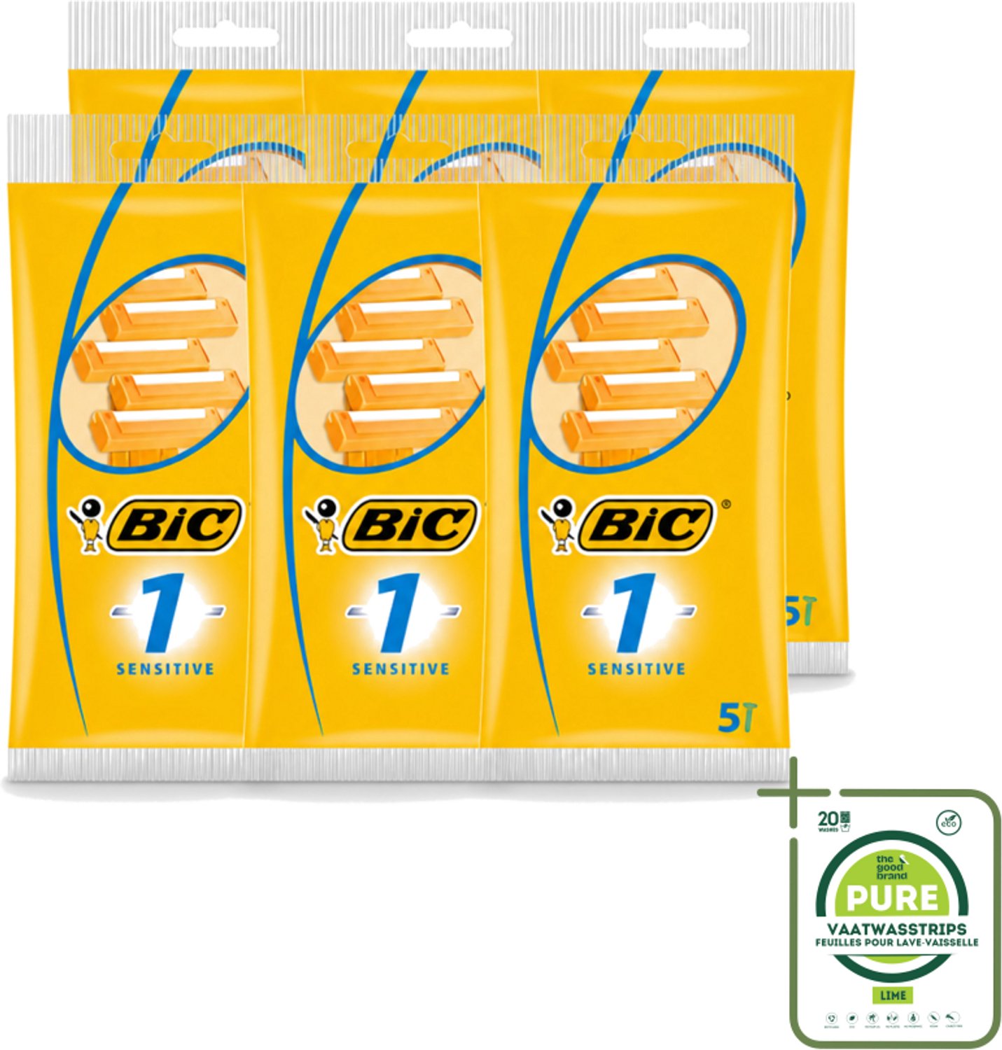 6 x Bic - Scheermesjes - Sensitive - Enkel Mesje - Wegwerpmesjes - 5 Scheermesjes - Grootverpakking - Gevoelige Huid - Wegwerpscheermes - Scheermesje - Scheermes - Scheerbeurt