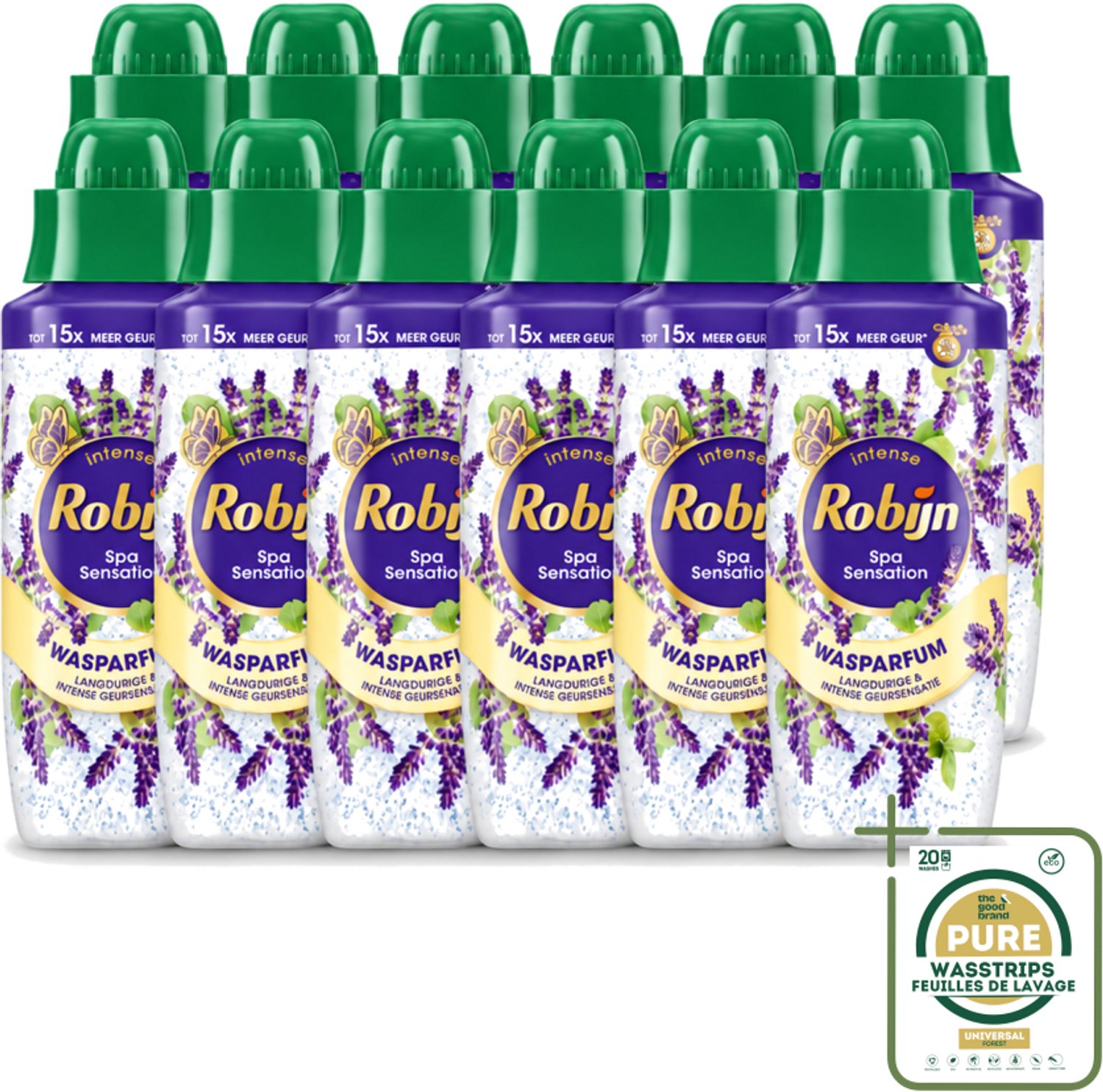 12 x Robijn – Wasparfum – Intense Spa Sensation – 342 ml - Wasstrips - Wasparfum - Wasparfum Spa - Geur - Geurparlletjes - Wasmiddel