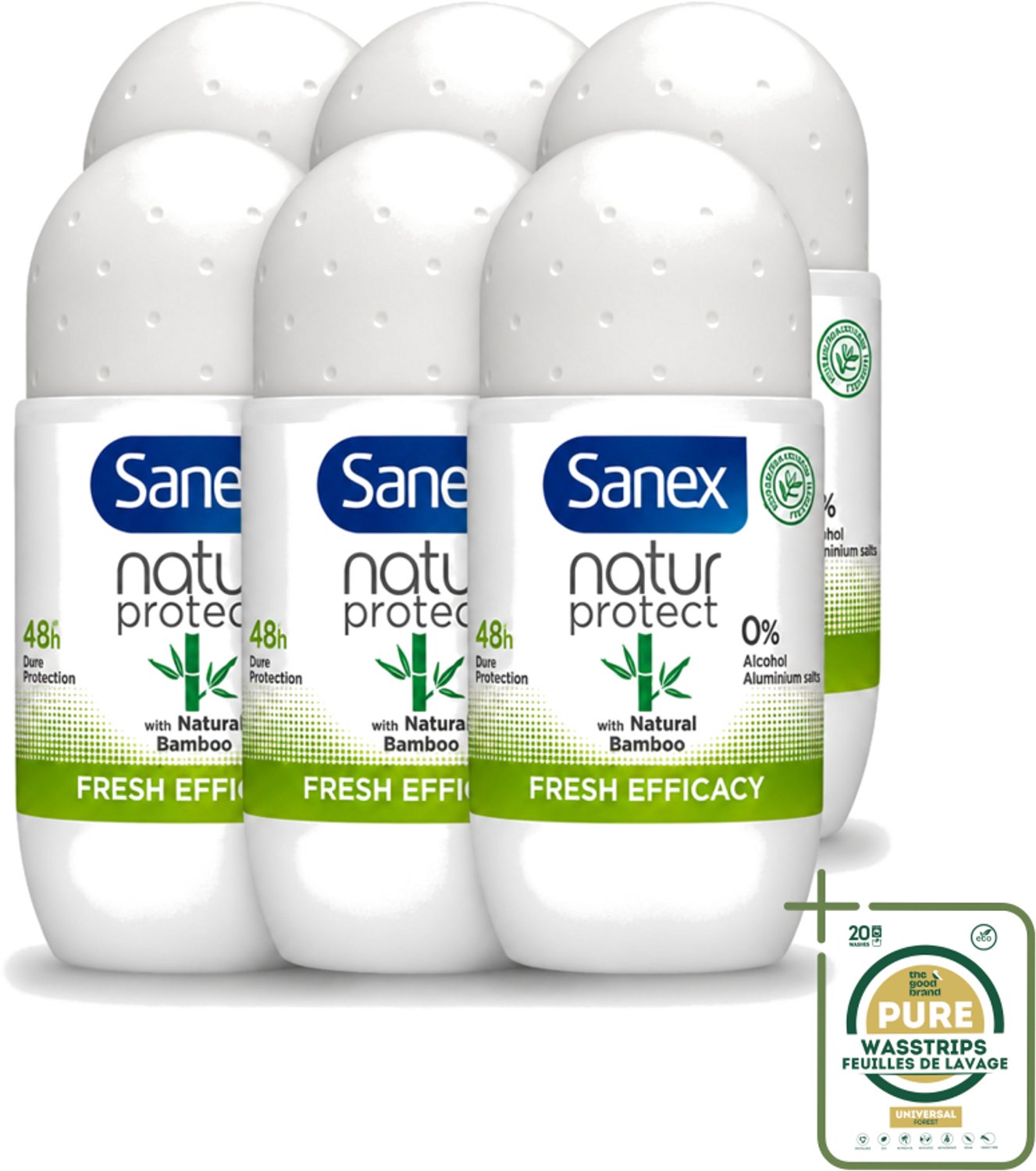 6 x Sanex – Deo Roll-on – Bamboo Fresh Efficacy – 50 ml - Bamboo Deodorant - Natuurlijke Frisheid - Alcoholvrije Deodorant - Huidvriendelijke Deodorant - Transpiratiegeur