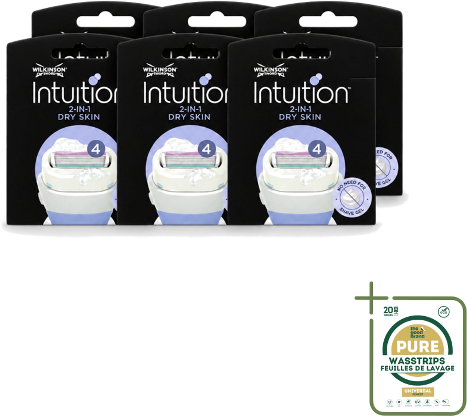 6 x Wilkinson – Scheermesjes – Intuition Dry Skin Coconut Milk & Almond Oil – 3 Scheermesjes - Scheermesjes - Droge Huid - Kokosmelk - Amandelolie - Huidverzorging