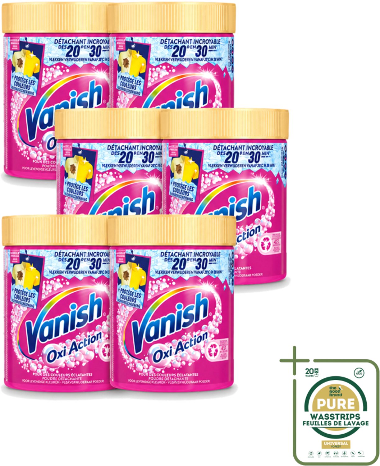 6 x Vanish – Wasbooster Poeder – Oxi Action Gekleurde Was – 470 g - Wasstrips - Wasbooster Poeder - Gekleurde Was - Vlekverwijdering - Kleurbehoud - Anti-verkleuring
