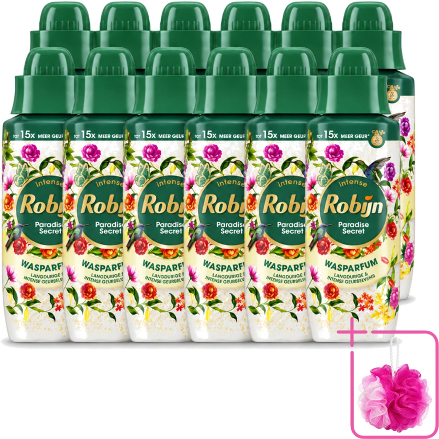 12 x Robijn – Wasparfum – Paradise Secret – 342 ml - Bulkverpakking - Wasparfum - Douchemop - Wasparfum voor kleding
