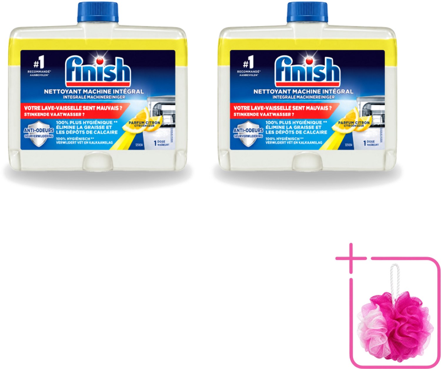 2 x Finish – Machinereiniger – Hygiene Lemon – 250 ml - Bulkverpakking - Vaatwasser reinigen - Douchemop - Vaatwasser reinigingsmiddel