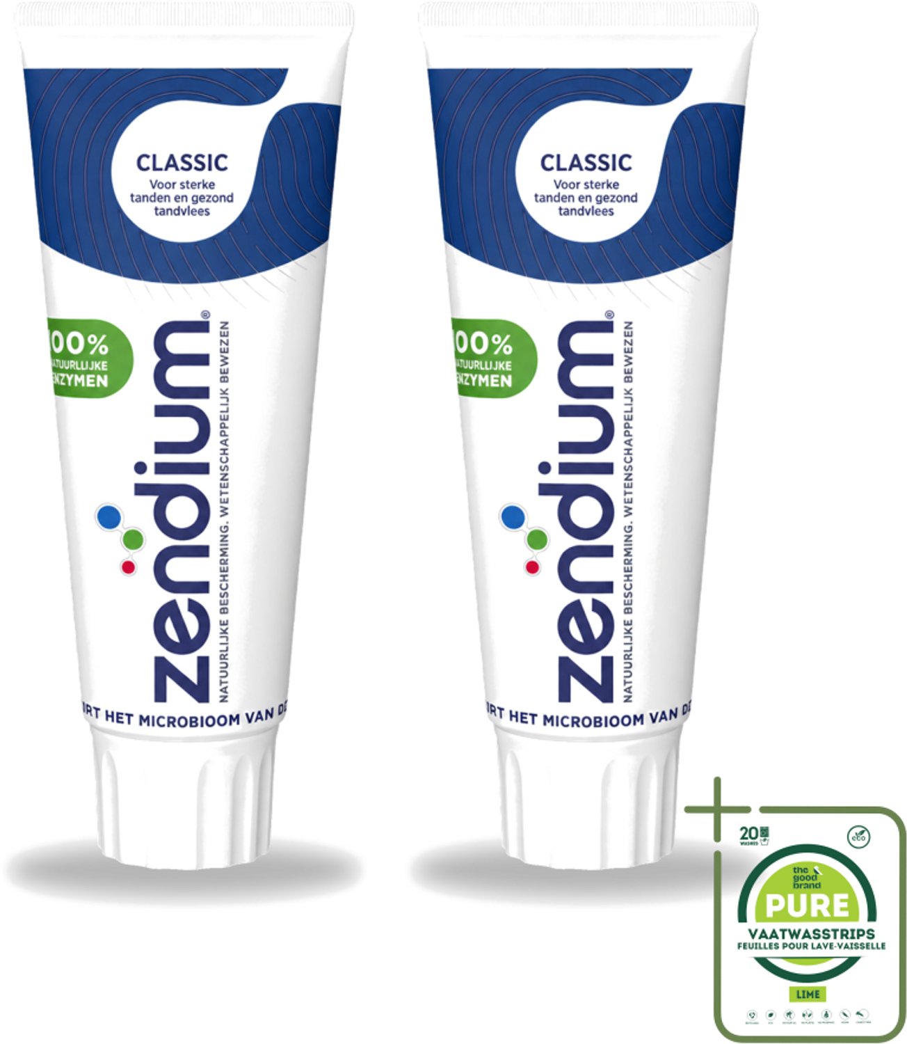 2 x Zendium - Classic - Tandpasta - Natuurlijke Enzymen - 75 ml - Grootverpakking - Vaatwasstrips - Tandpasta - Natuurlijke Enzymen - Gezond Tandvlees - Frisse Adem - Fluoride