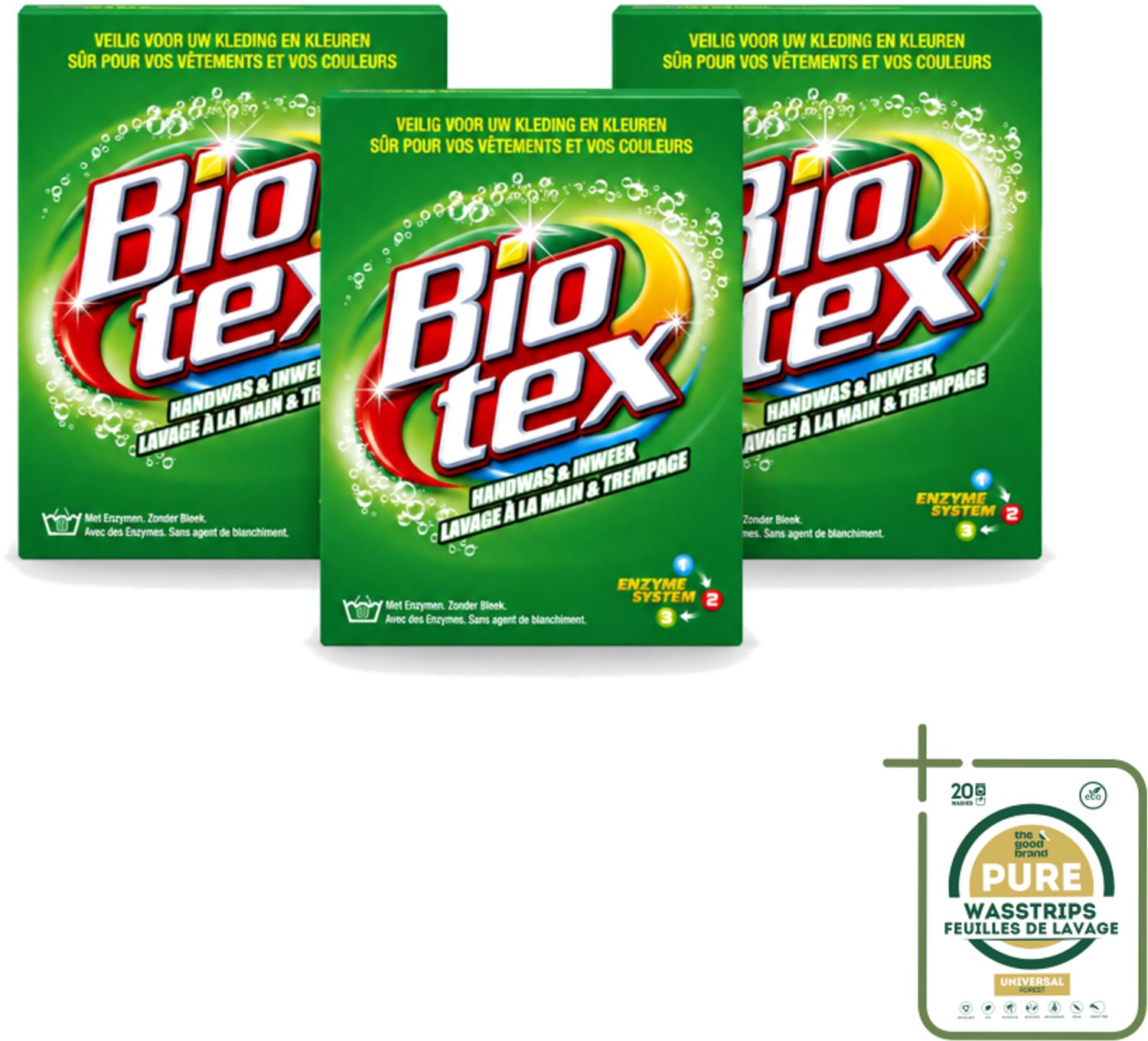 3 x Biotex - Waspoeder - Handwas & Inweek - Actieve Biologische Enzymen - 720 g - Wasstrips - Handwas - Inweek Waspoeder - Biologische Enzymen - Natuurlijke Wasmiddelen - Veilig Voor Stof