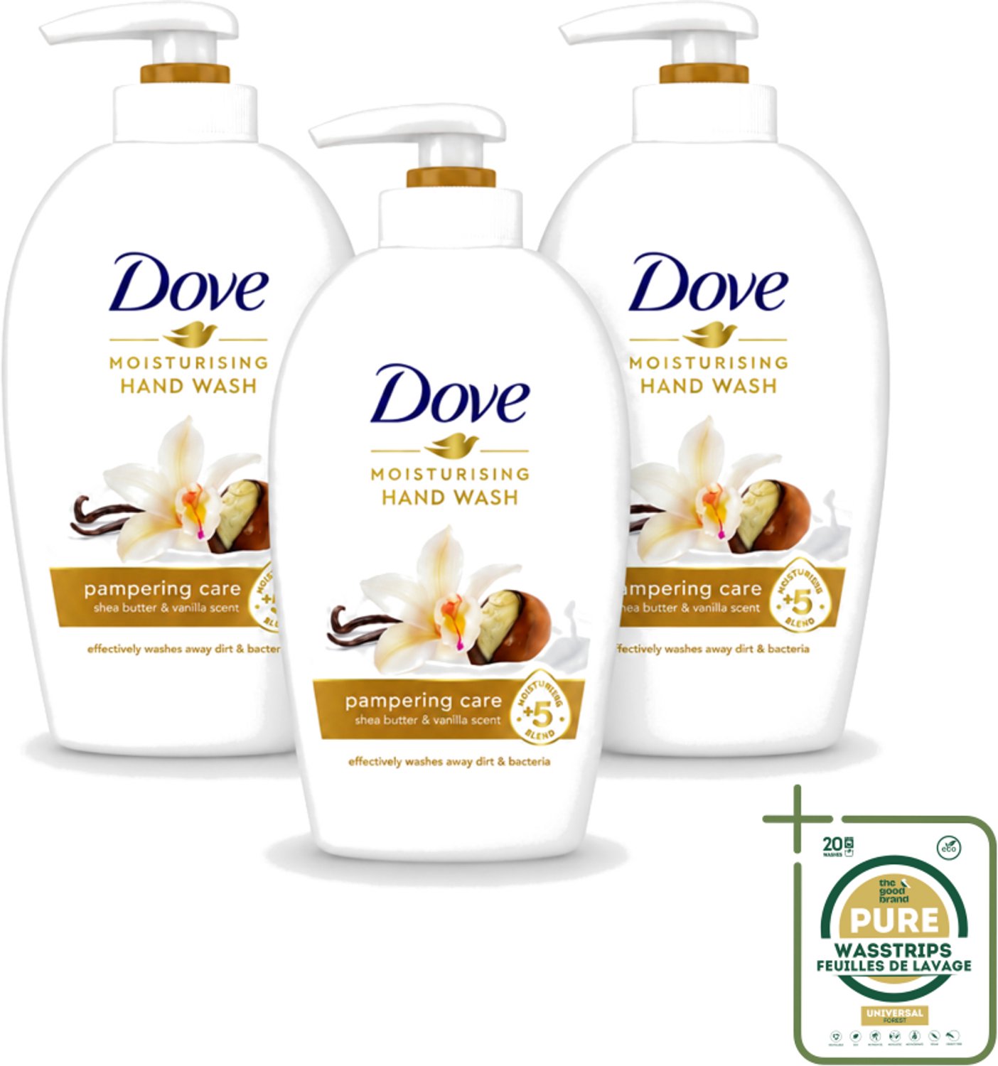 3 x Dove - Handzeep - Pampering Care - Verzachtend - 250 ml - Wasstrips - Handzeep - Shea Butter - Hydraterende Handzeep - Verzorgende Handzeep - Kalmerende Handzeep