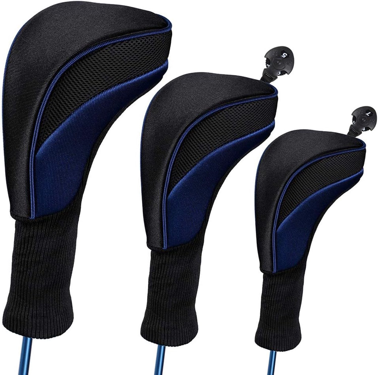 Club Cover Set, 3 stuks nylon mesh hout club hoofd covers voor 1, 3, 5 Fairway Woods, verwisselbare club headcover, beschermend en handig voor clubs