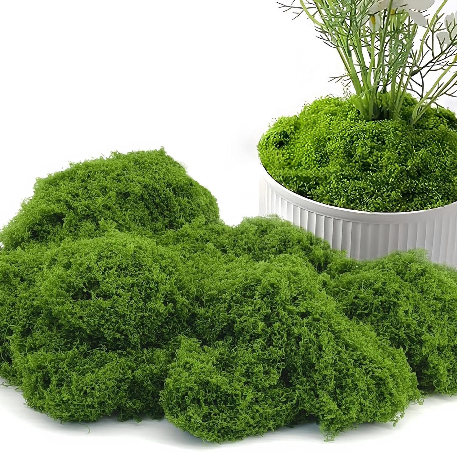 Kunstmos om te decoreren, kunstmos om te knutselen, kunstmos, knutselmos, mosdecoratie, IJsmos, geschikt voor kunst en handwerk, plantenpot, aquarium, landschapsarchitectuur