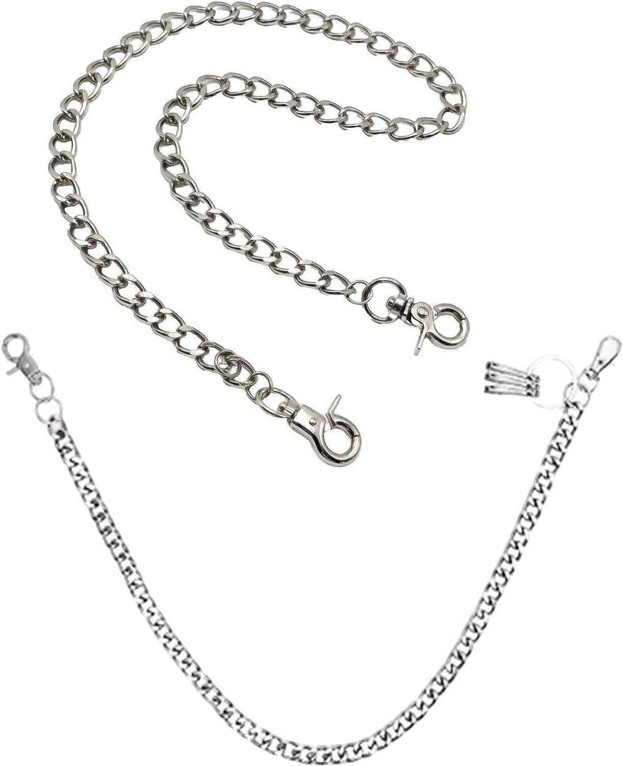 2 Paar Punk-Jeans-Taillekettingen, Gothic Metalen Broek-Tailleketting-Accessoires, Met Tweekoppige Sleutelhanger, Unisex, Mode-Kingaccessoires.