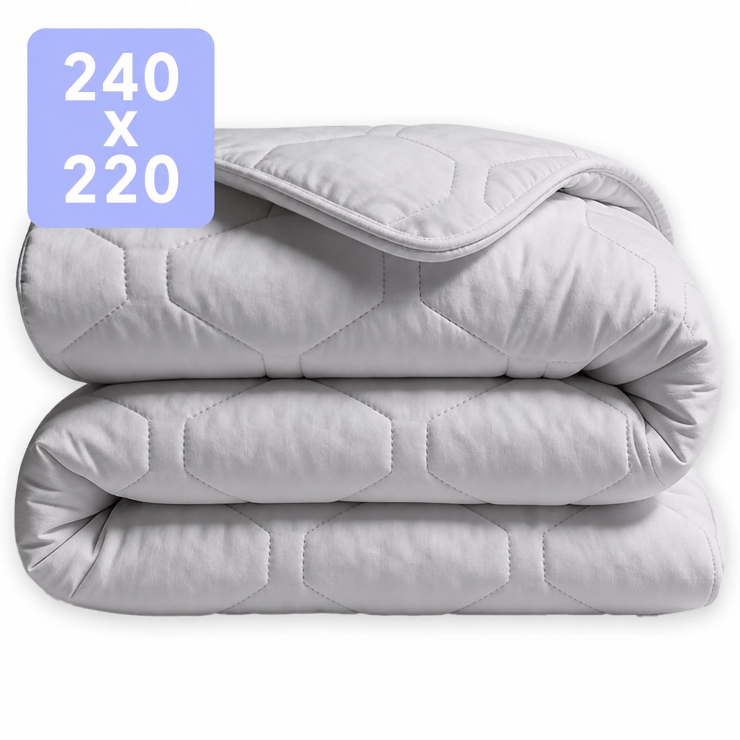 HappyBed Dekbed zonder overtrek 240x220 - 100% Katoen - Wasbaar Dekbed - Bedrukt dekbed zonder hoes - Hoesloos Dekbed - Lits Jumeaux - Grijs