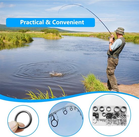 Vishengel Keramische Gidsen Ringen, 160 Stks 11 Maten Tip Reparatie Kit Hengel Oog Accessoires voor Zoutwater Zoetwater — afbeelding 3