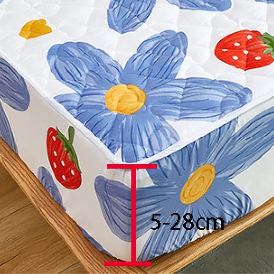 Double Bedding,Solid Color Quilted Quilting Waterproof Deep Pocket Fitted Sheet, Kids Printed Urine Mattress Protector Bed Cover,green,180 * 220cm — afbeelding 4