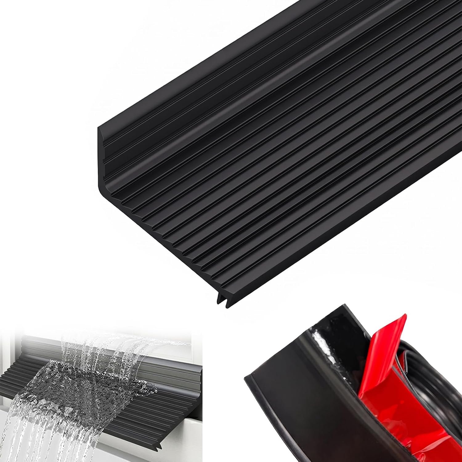 Wetterschenkel Regenbeschermingsstrip, zelfklevende druppelrand met 5,6 cm breedte voor ramen, waterdicht en snel lopend, ideaal voor begane grond en lage huizen, zwart, rol van 1 m