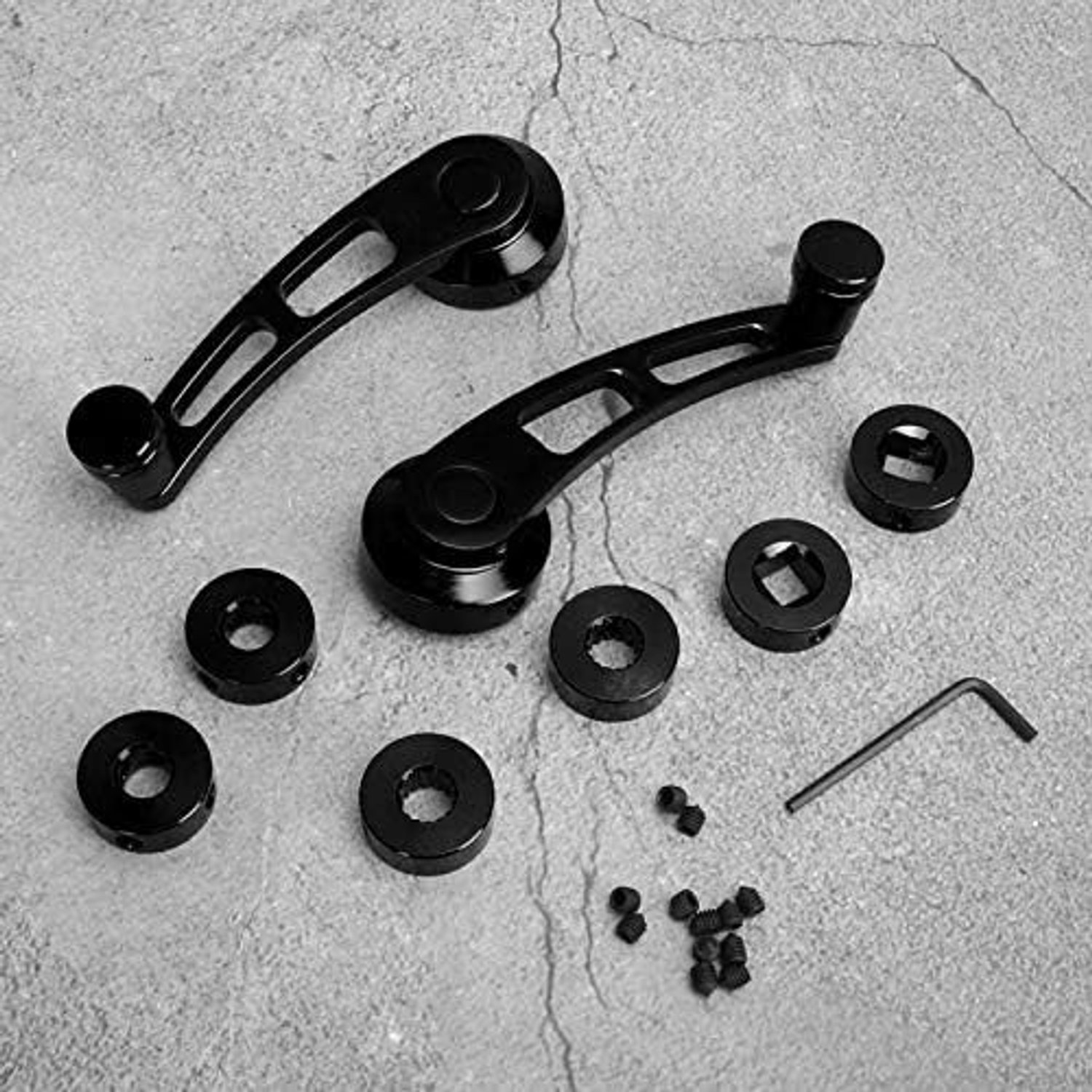 2-delige Aluminium Raamheffer voor Klassieke Auto - Raamlift Crank, Zwart, Duurzaam en Efficiënt