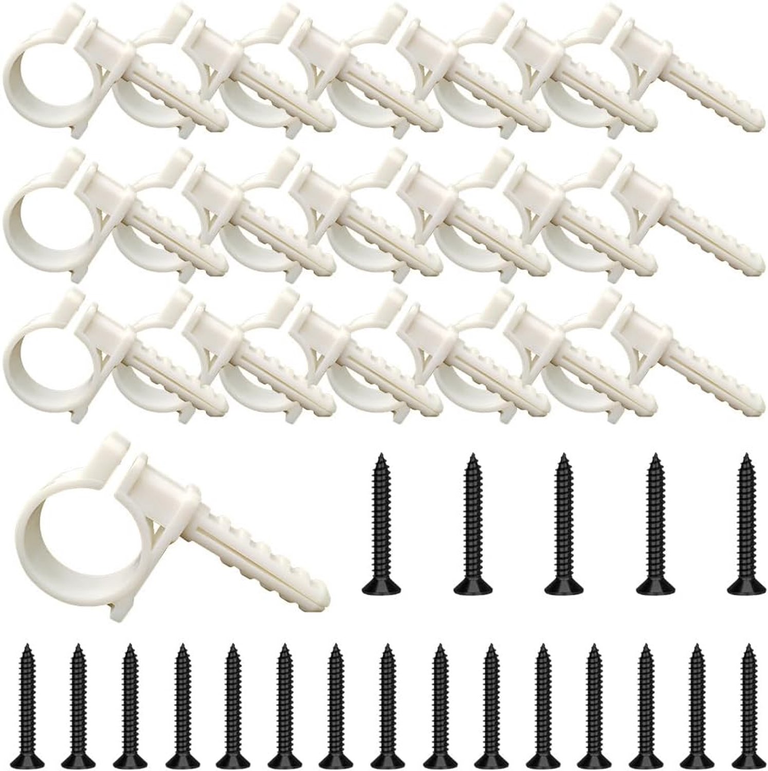 20pcs Plastic Pipe Clip, Pipe Attachment with Plugs, Tube Clamps 32mm, Tube Holder for Fixing Plastic Pipes, Rubber - ShopVlot