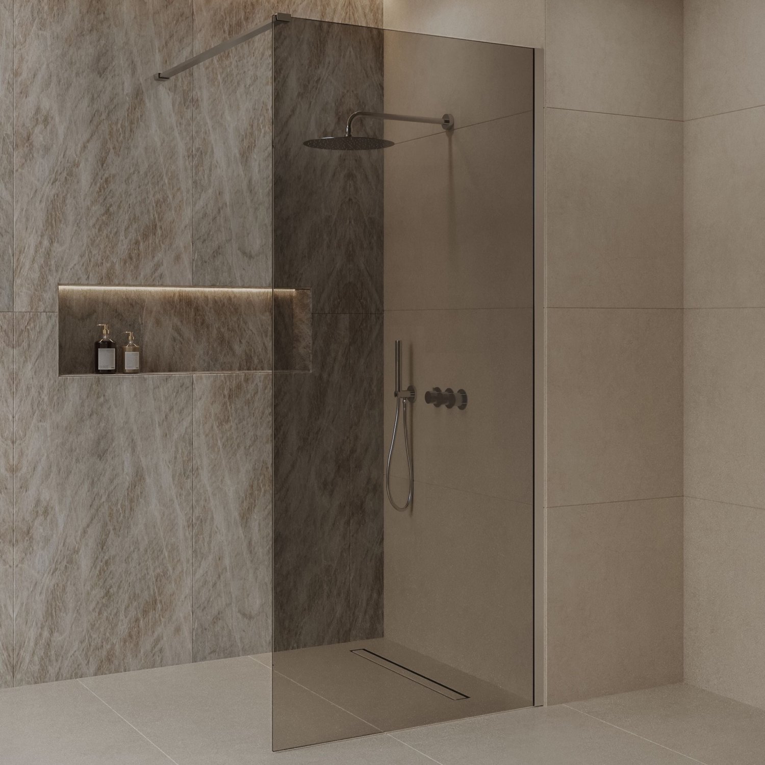 Sanitado Dalis Inloopdouche Rookglas RVS Profielen 120x200 cm