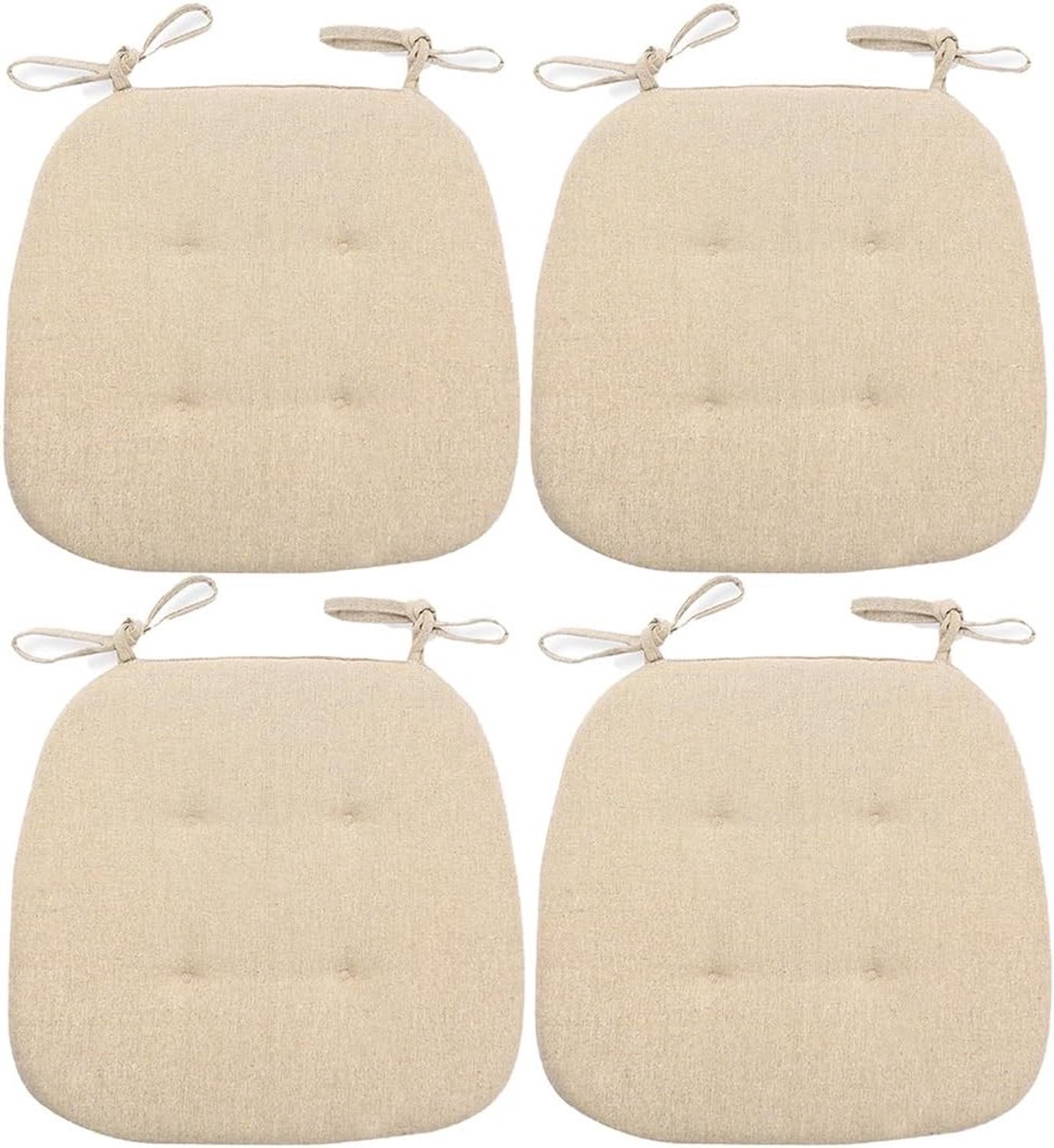 1/2/4 packs zachte en comfortabele eetkamerstoelkussens, zomer U-vormig verdikt zitkussen/stoelkussen, ademende katoenen linnen zitkussens (kleur: beige, maat: 40 x 43 cm (4 pakjes))
