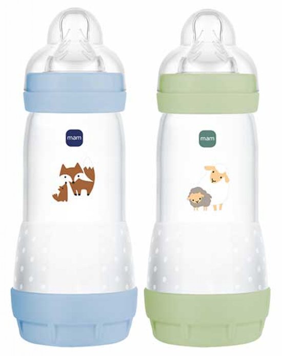 Set van 2 Babyflessen - MAM - Easy Start - Antikoliek - 320 ml - Flow 3 speen - Oceaan + Zand — afbeelding 3