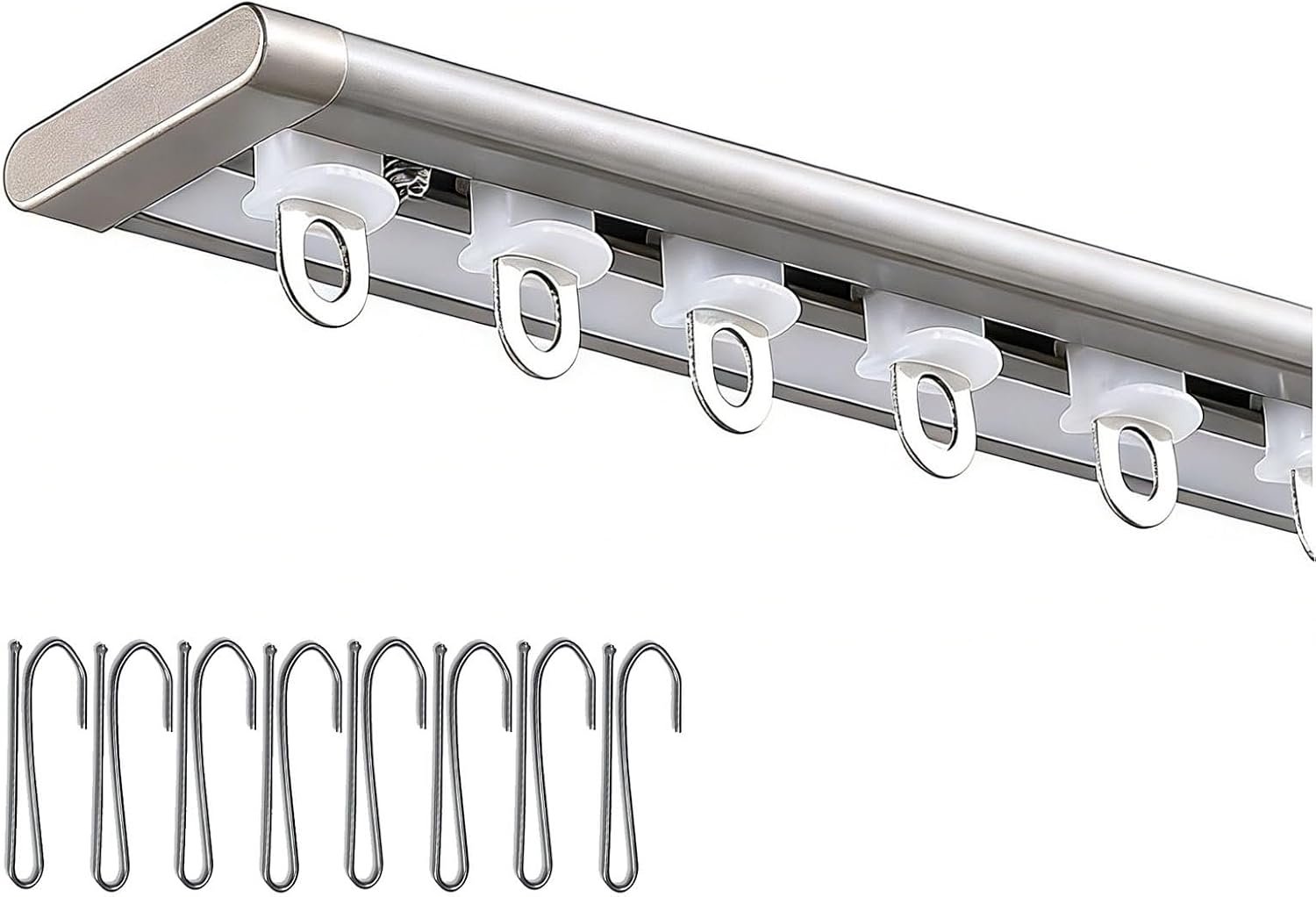 Ultradunne 6 mm zware aluminium gordijnrail stille plafond/muren montagerail voor woonkamer 50-800 cm champagneafwerking - perfect voor vloeiende gordijnbewegingen