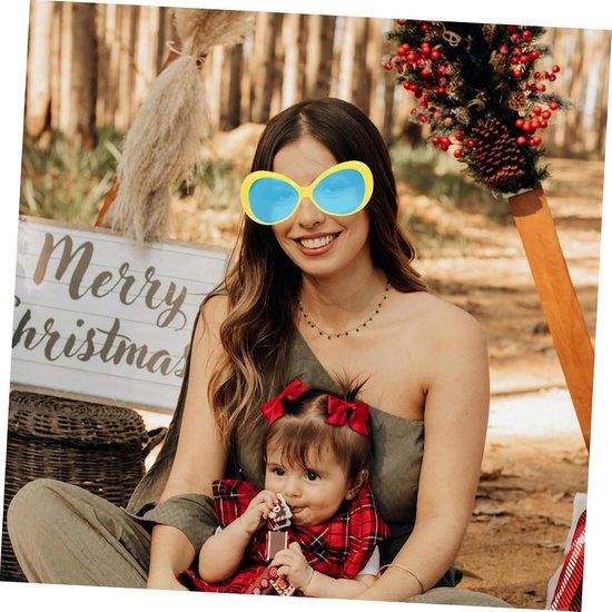 2 Stuks Oversized Hawaiian Themed Party Glasses Lichtgewicht Tropische Zonnebril voor Luau Feestjes Strand Selfie Props Geel Groen — afbeelding 2