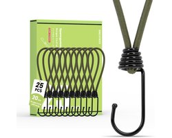 Brotree Rubberen Spanners met Haak 25pcs x 20cm Dekzeilspanners met Haken