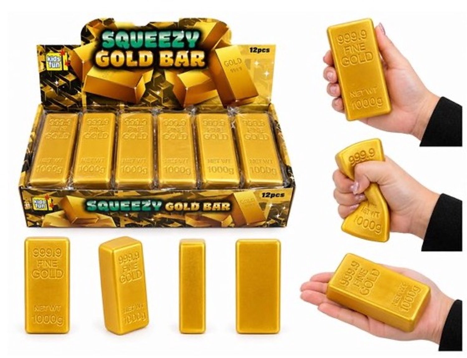 Goudstaaf Squishy 13 cm – Gouden Squeeze – Fidget Toy – Stressbal – Speelgoed voor Kinderen – TikTok Trend – 1 Stuk