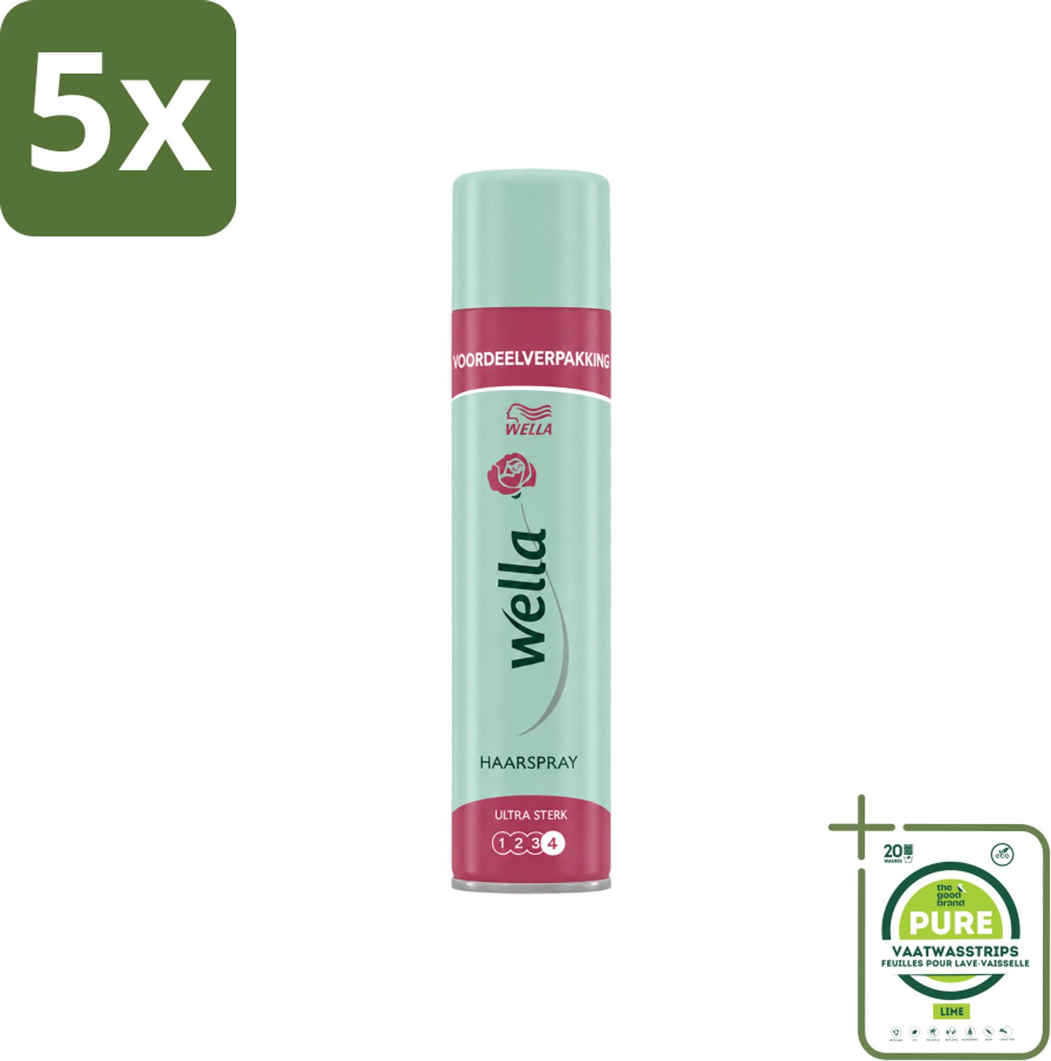 5 x Wella – Ultra Strong Hold – Haarspray – 400 ml - Grootverpakking - Vaatwasstrips - Haarspray - Haartypen - UV Bescherming - Fixatie - Haartypen