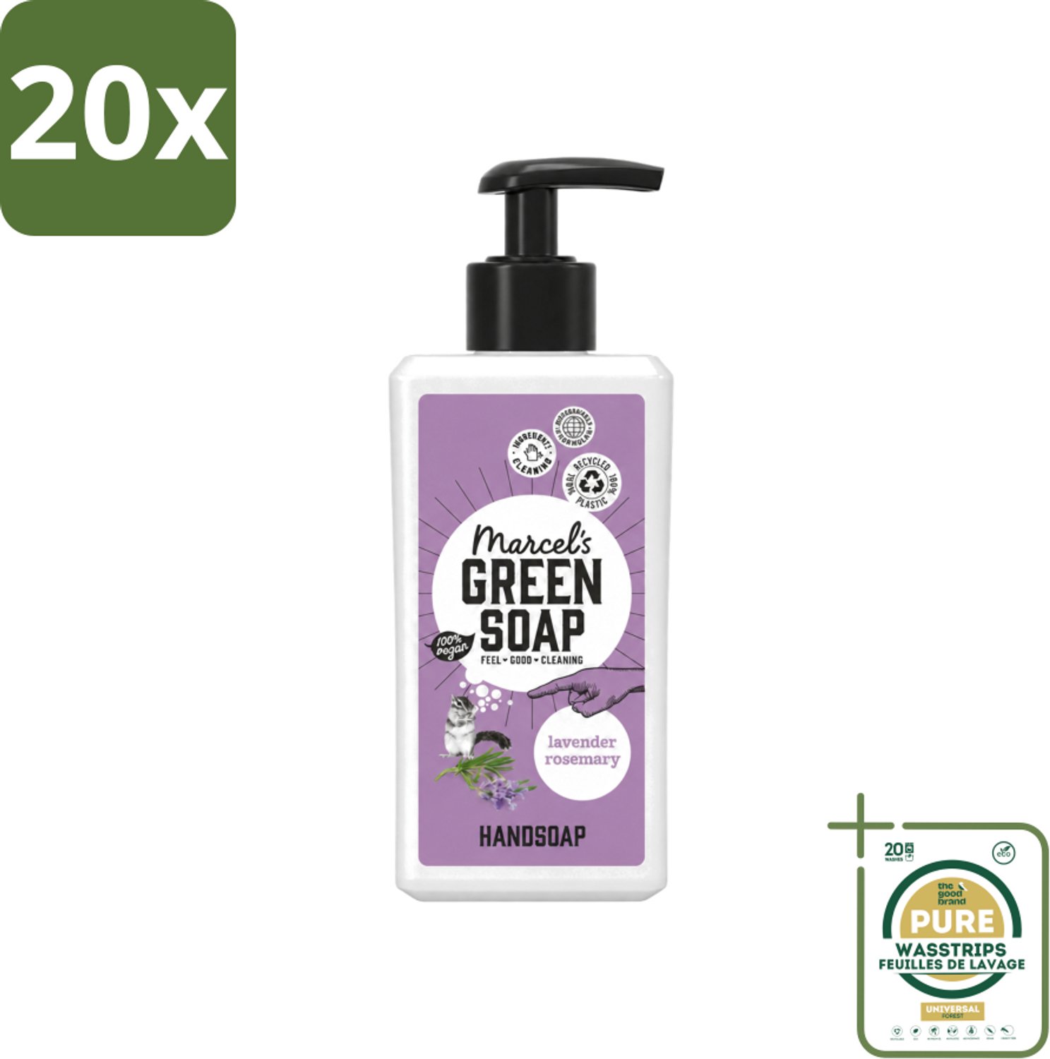 20 x Marcel's Green Soap - Handzeep - Lavendel & Rozemarijn - Zachte verzorging - 250 ml - Wasstrips - Handzeep - Handzeep Lavendel - Handzeep Rozemarijn - Natuurlijke Handzeep - Handen Verzorgen