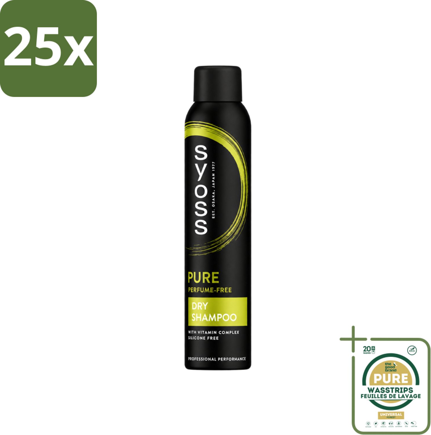 25 x SYOSS - Pure - Perfume Free - Droogshampoo - Shampoo - Langdurige Styling - 200ml - Wasstrips - Droogshampoo - Fris Haar - Haargevoel - Haarverzorging - Salonkwaliteit