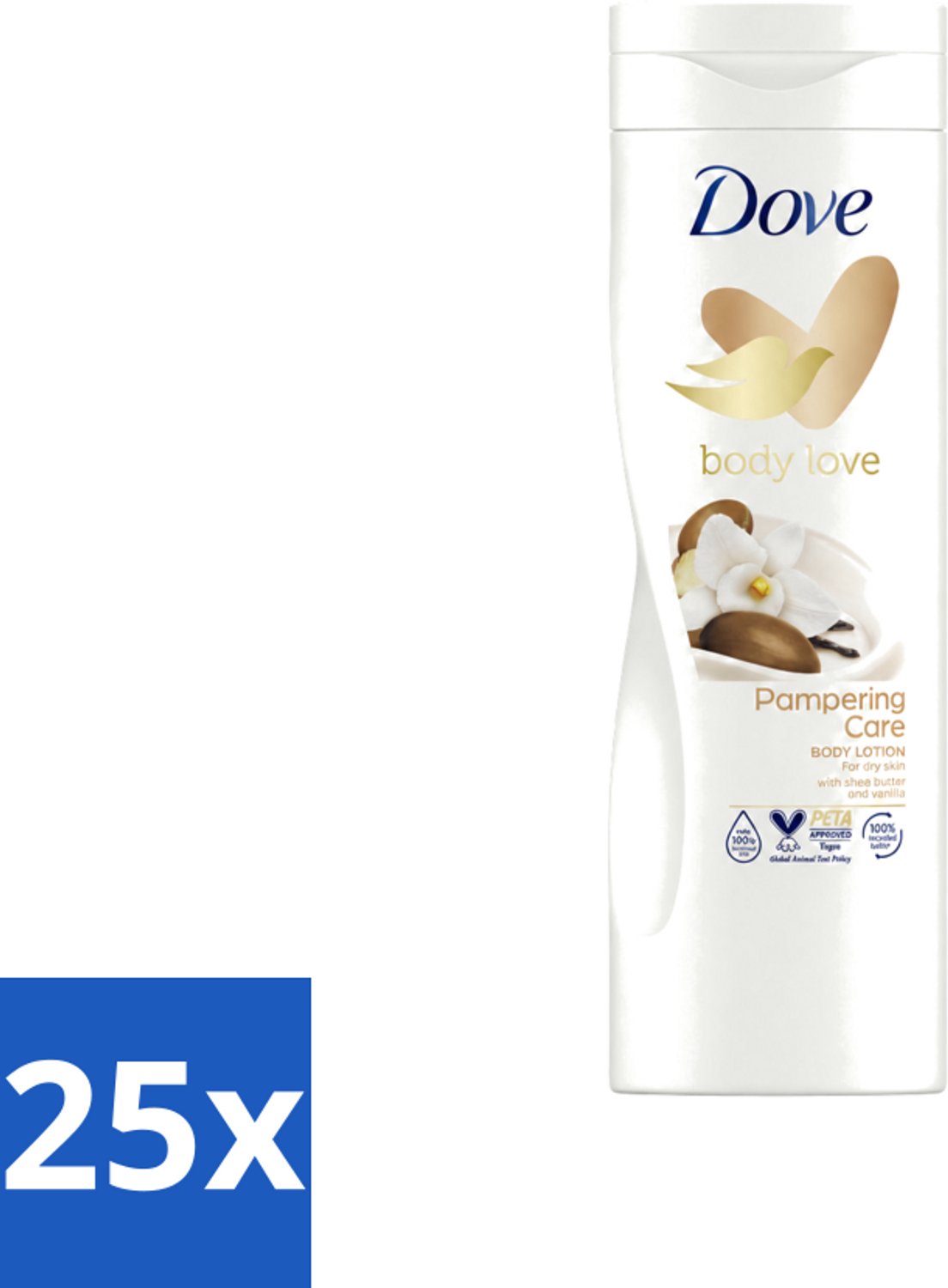 25 x Dove Body Love Bodylotion - Pampering Care - Vanille & Sheabutter - 400 ml - Voordeelverpakking - 25 stuks