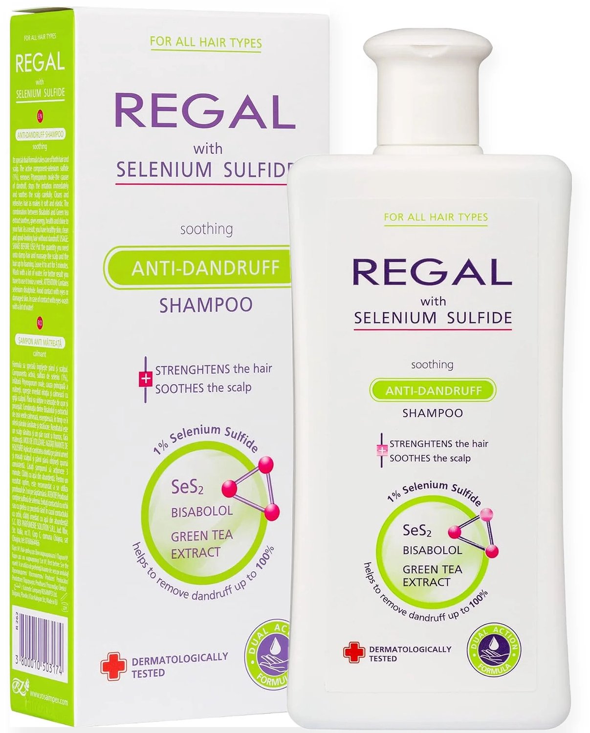 Bol.com Regal Anti Roos Shampoo – Selenium Shampoo met Bisabolol en Groene Thee – Tegen Roos, Jeuk en Schilfering – Alle Haartyp... aanbieding