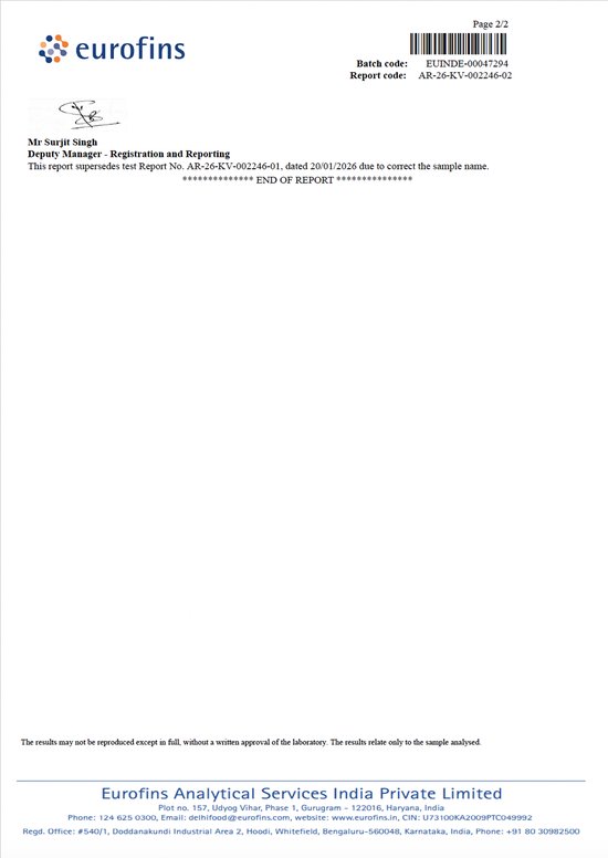 Pagina 2/2 van een Eurofins analytisch rapport.
