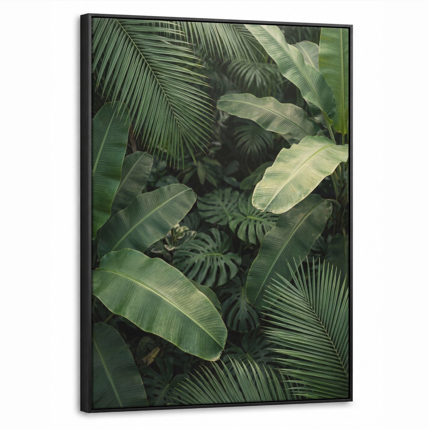 Canvas Schilderij met Baklijst - Bladeren - Groen - Tropisch - Natuur
