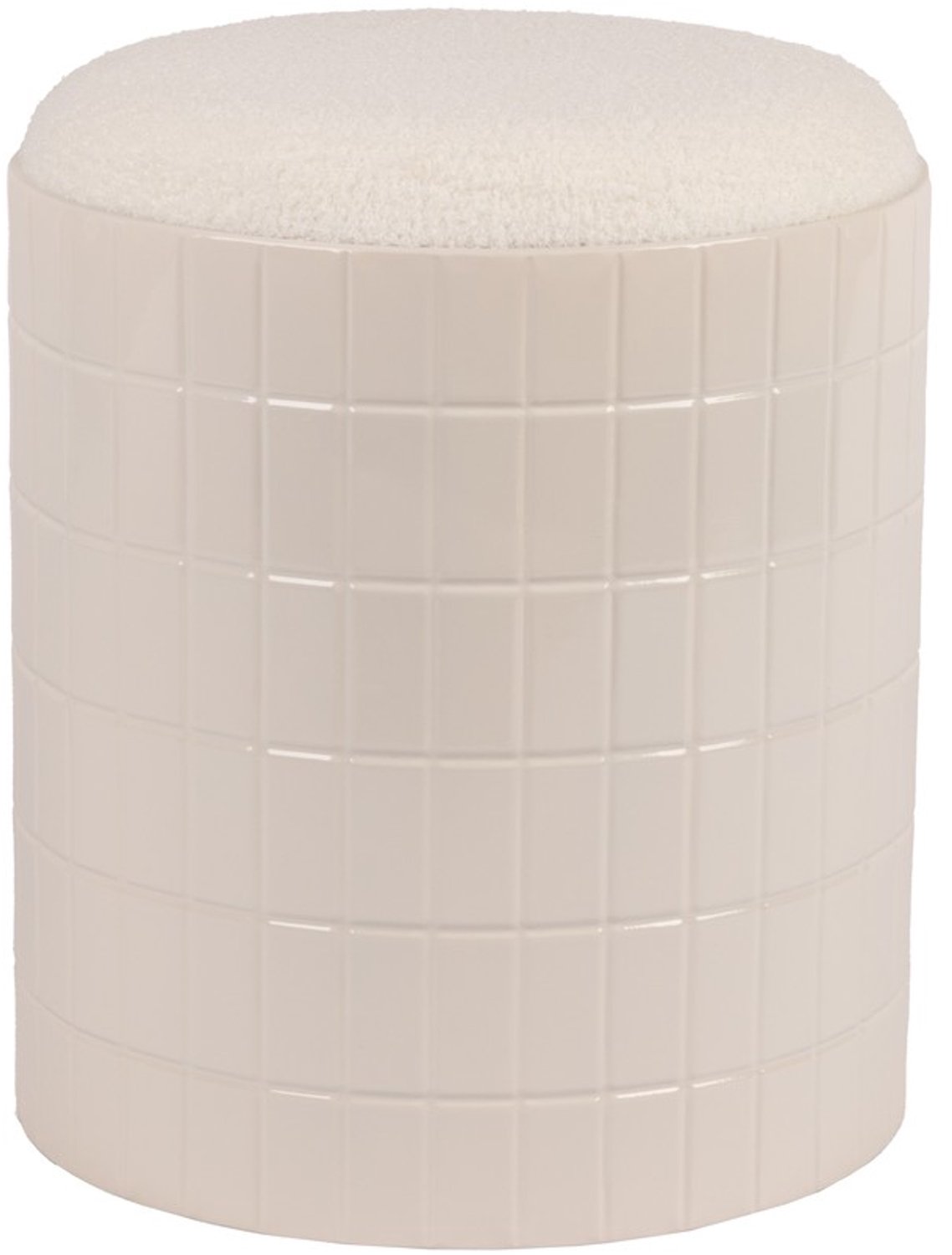 Fameilleur poef 37,5xH45cm wit Bowie - glazen zitpoef en voetenbank, voor woonkamer, slaapkamer en kinderkamer, woondecoratie voor modern interieur, mooi als cadeau