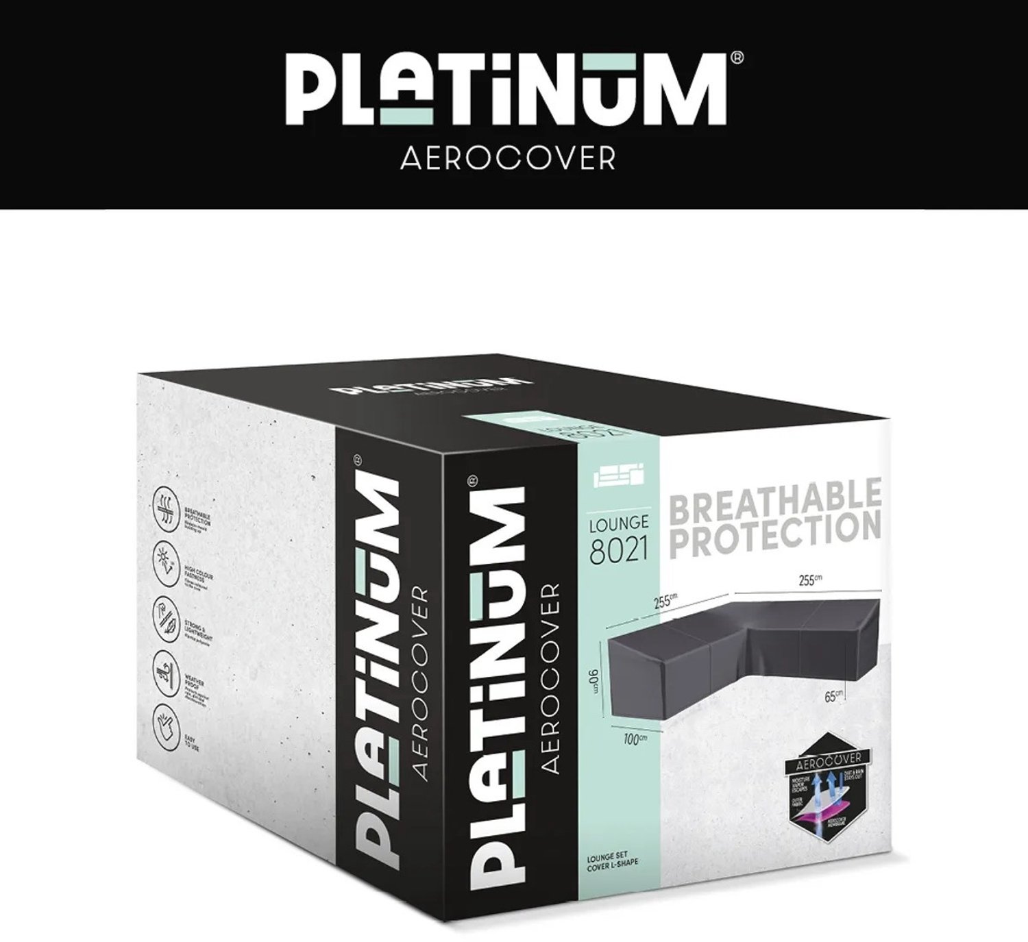 Platinum AeroCover Loungehoes L HB 255x255x100xH65/90 Antraciet