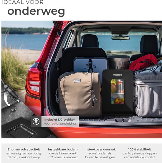 tectake® Mini-Autokoelkast - Draagbare minibar 14L - 2-in-1-functie: koelen en verwarmen - 5 tm 65 °C - Mini Koelkast - Elektrische Koelbox - 12v + 220/240v Aansluiting - Draagbare Campingkoelkast van TecTake — afbeelding 5