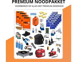 Allprepare Premium Noodpakket - Conform Overheidsadviezen - MRE-9 Noodrantsoen (20 Jaar Houdbaar) - Sawyer Mini Waterfilter - Care Plus EHBO Kit - Compleet Noodpakket voor Thuis