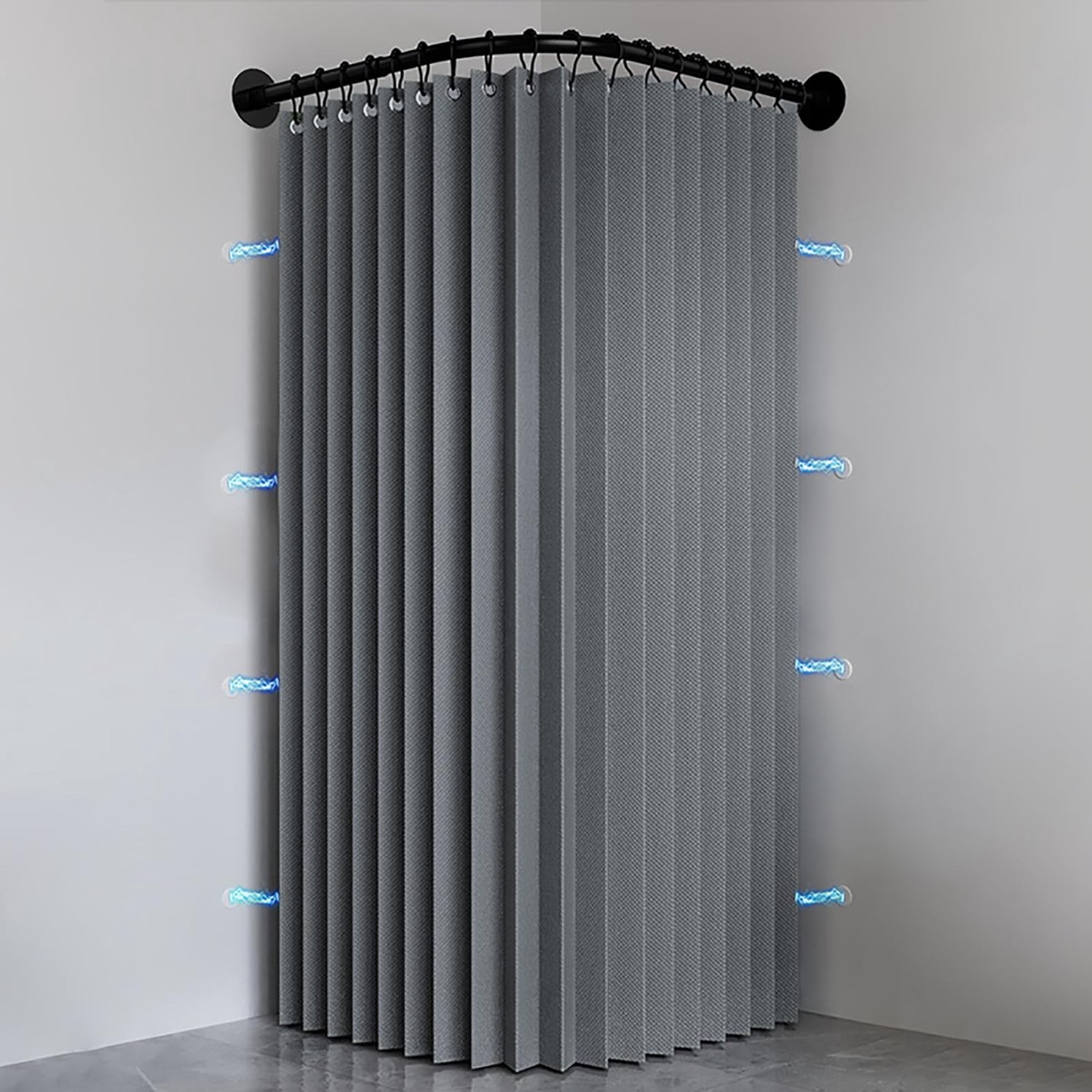 Vouwbaar Waterdicht Douchegordijn met Haken - 100x200cm, Grijs