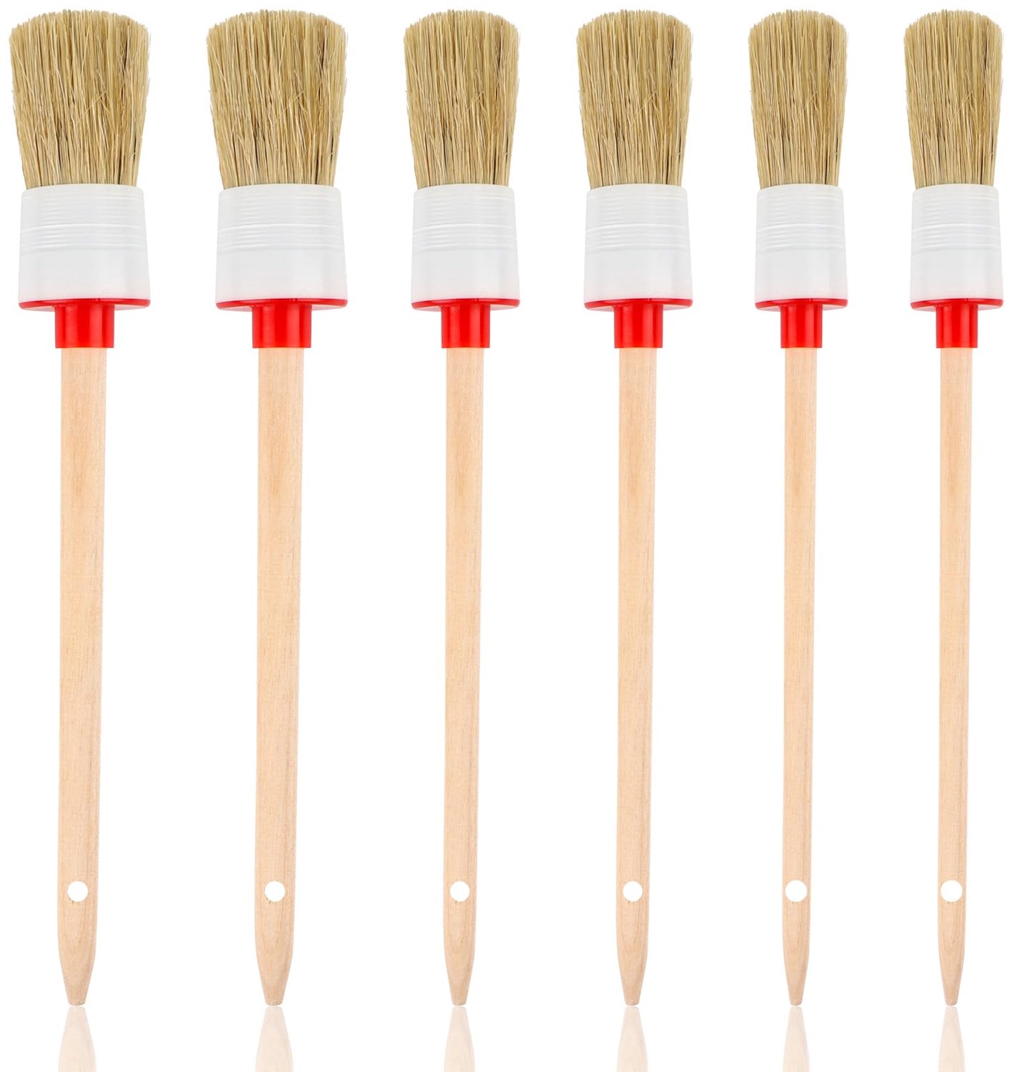 Set van 6 Professionele Ronde Penseelset - Houten Verfkwasten voor Schilderen