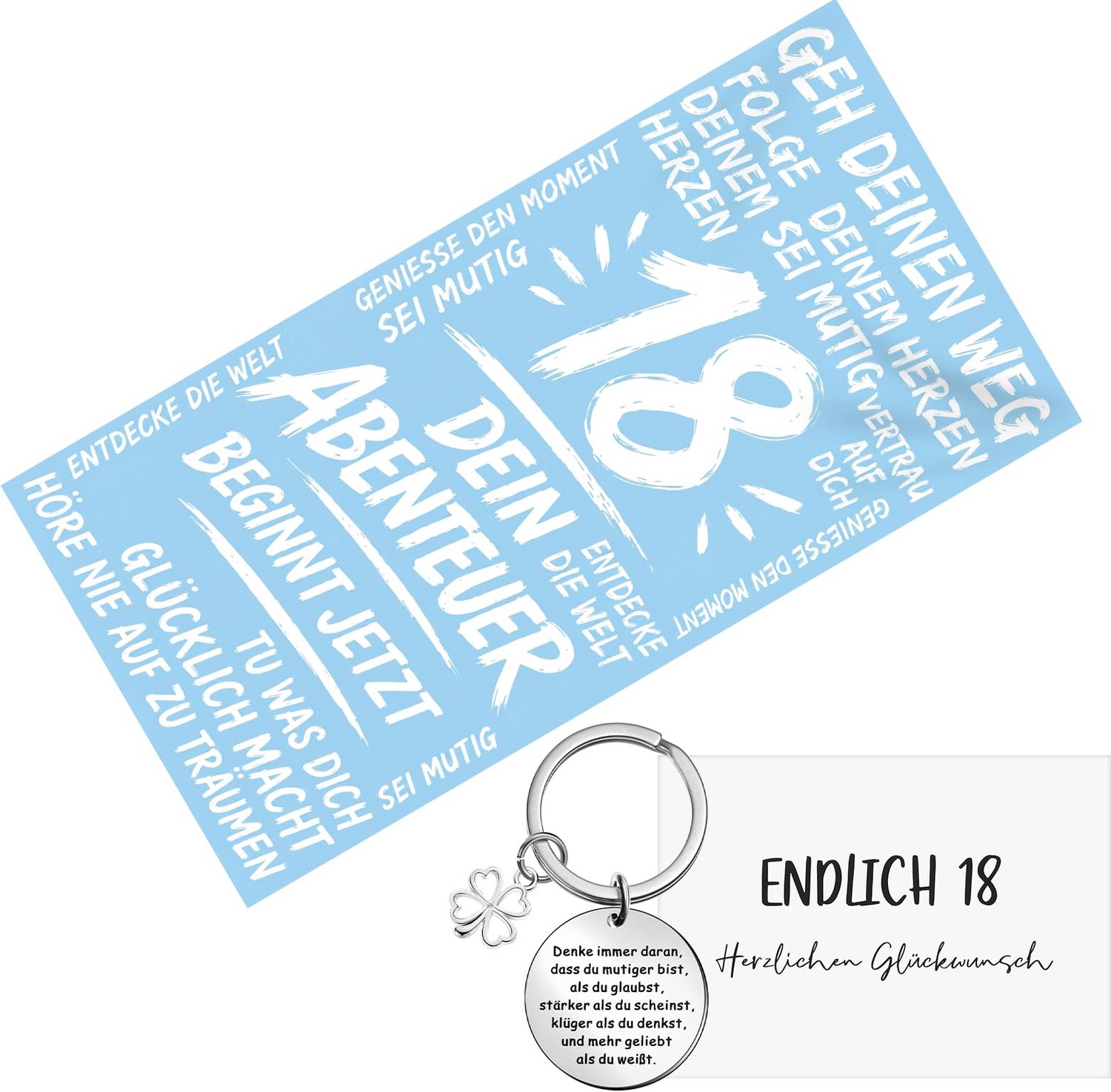 Cadeau Set met Strandlaken, Sleutelhanger en Wenskaart