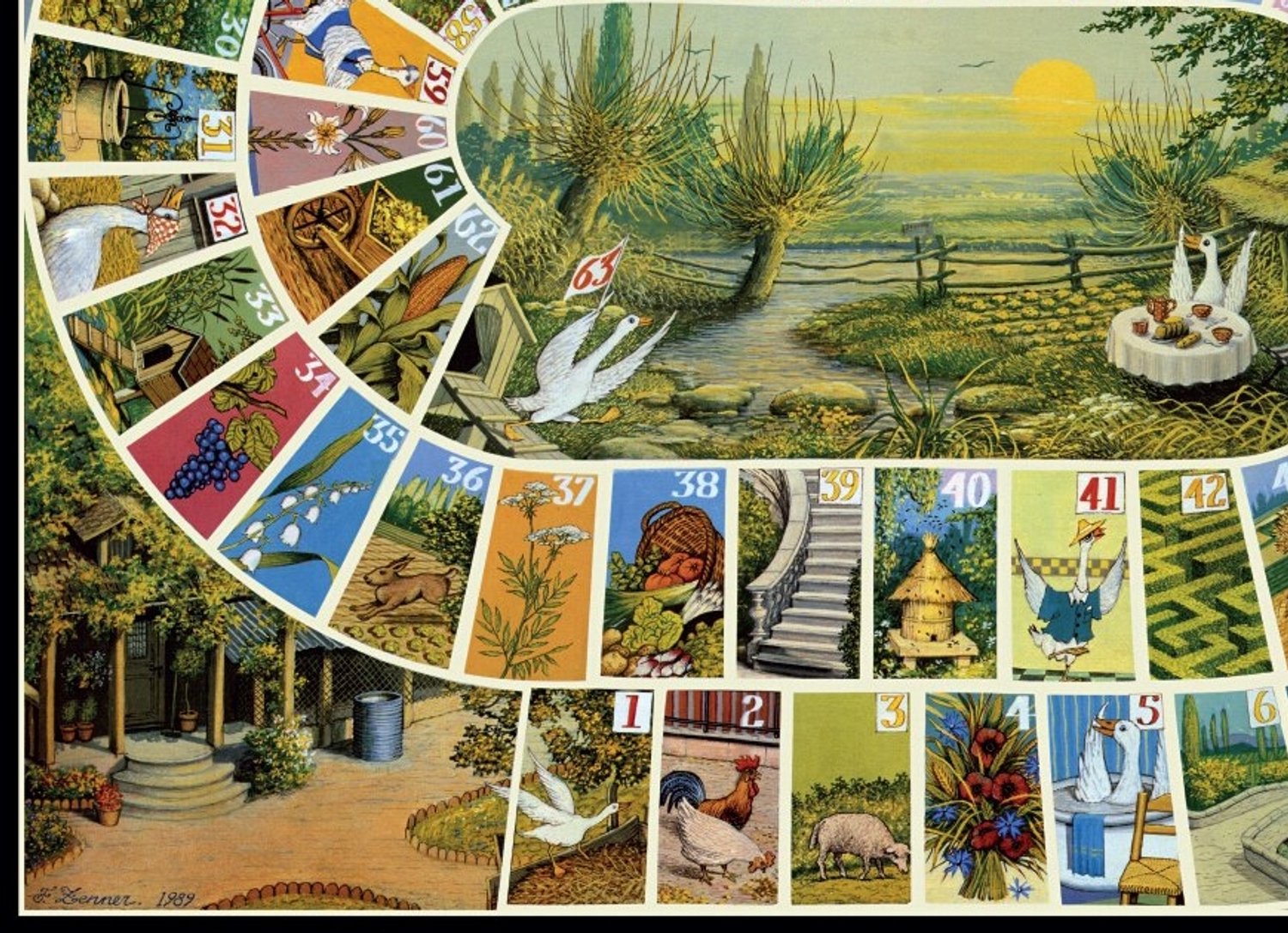 Tactic Selecta Reuze Ganzenbord - Bordspel - 52x68 cm - 6 grote houten ganzen - 2 dobbelstenen - Klassiek familiespel - 2-6 spelers - Vanaf 5 jaar — afbeelding 4