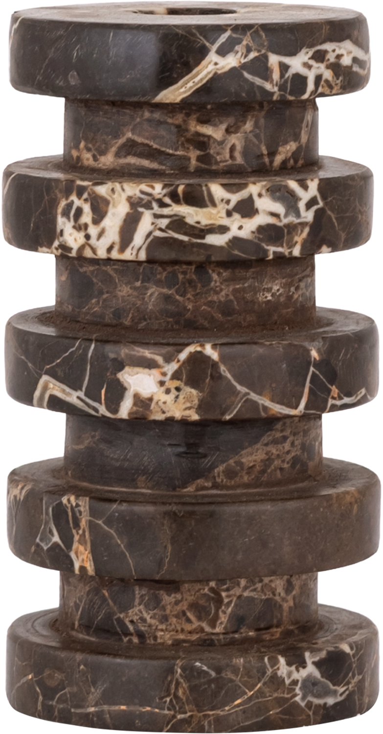 PTMD Eris Dark Brown Marble Layer Candleholder Bruin