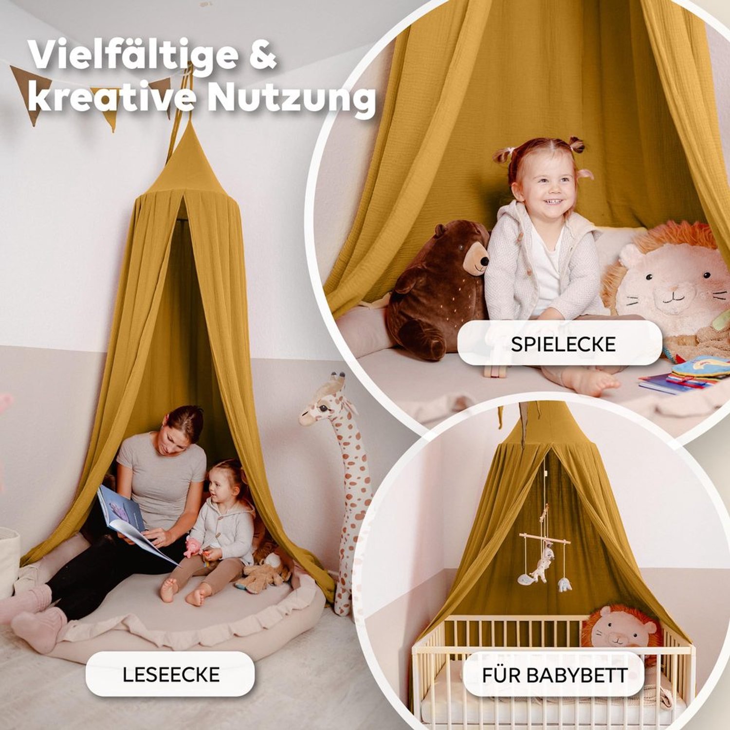 Bedgordijn Canopy voor Kinderen - 100% Katoen Muslin - Beschikbaar in 12 Kleuren